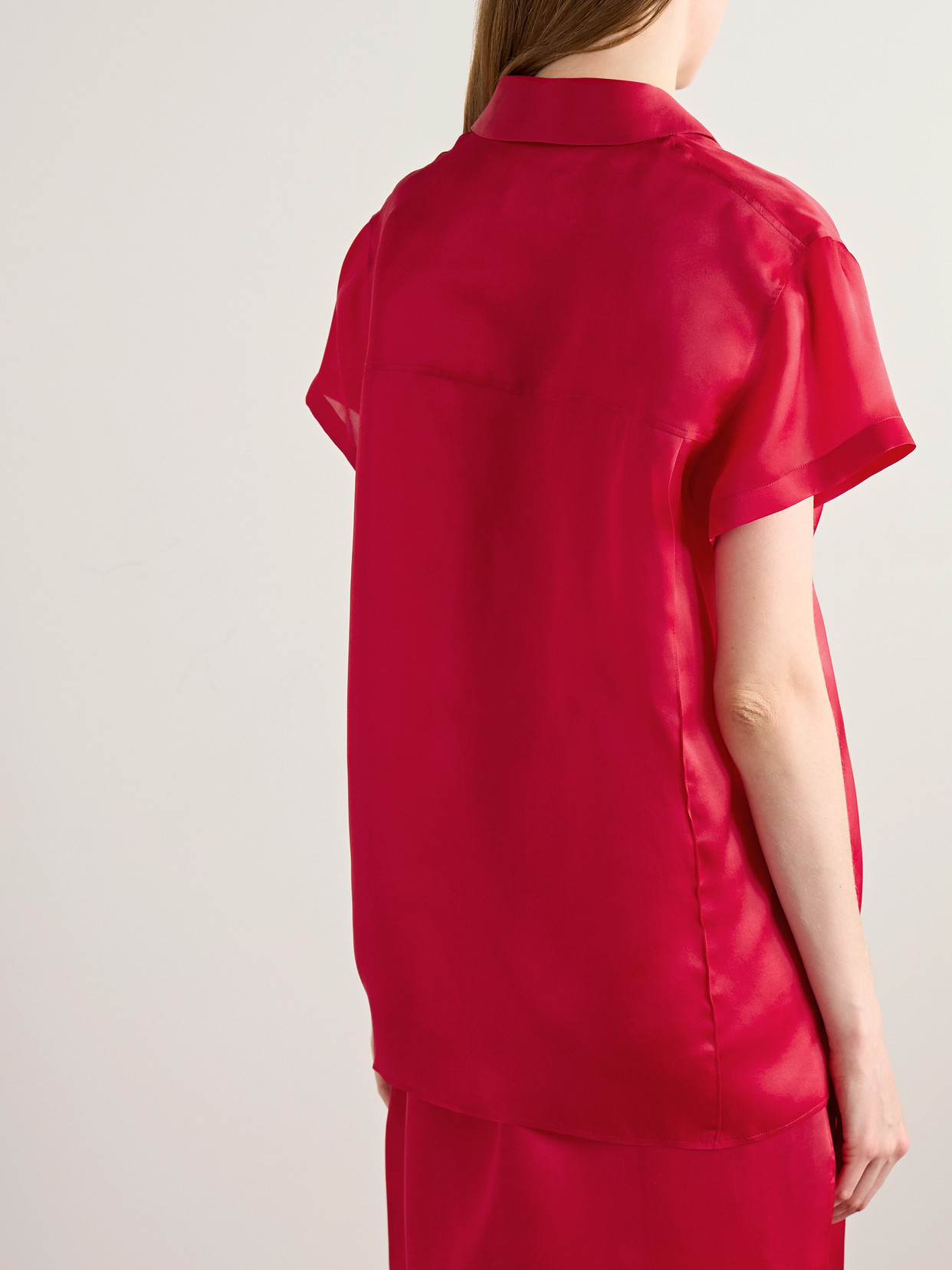 Shop Khaite Keefe Silk-organza Shirt In Red
