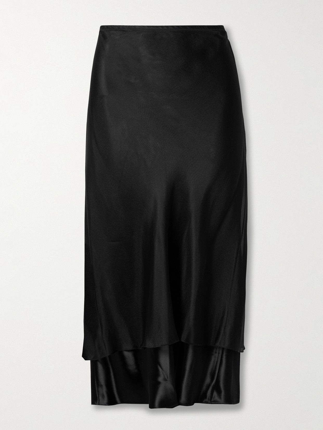 Khaite Monina Layered Satin And Organza Midi Skirt