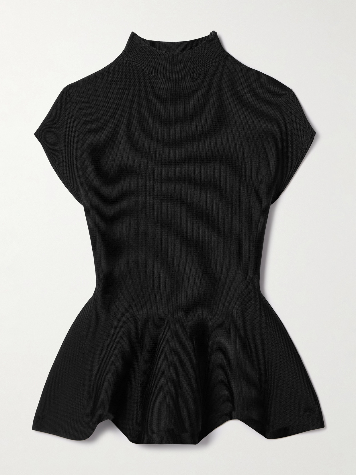 Khaite Andra Stretch-knit Turtleneck Peplum Top In Black