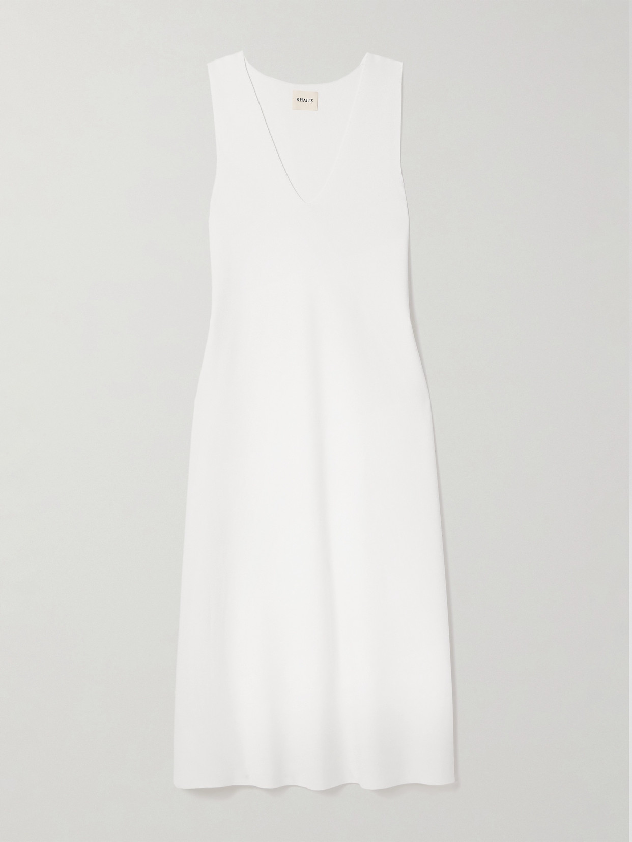 Khaite Keran Stretch-knit Midi Dress In White