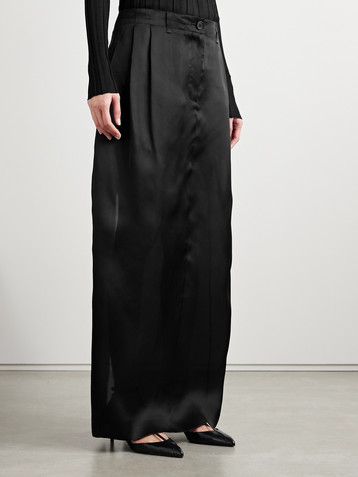 KHAITE Lucian pleated silk-organza maxi skirt
