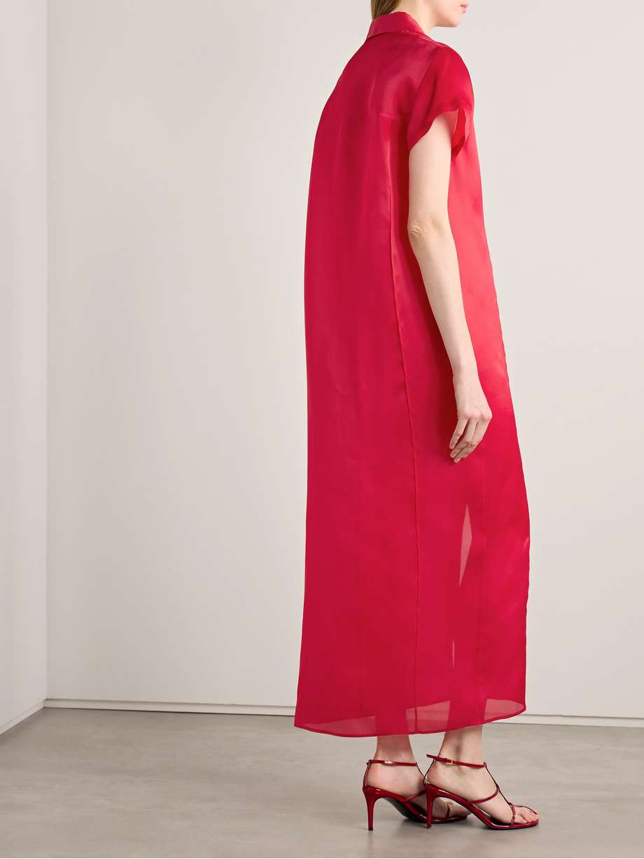 effy silk and cotton-blend organza midi shirt dress
