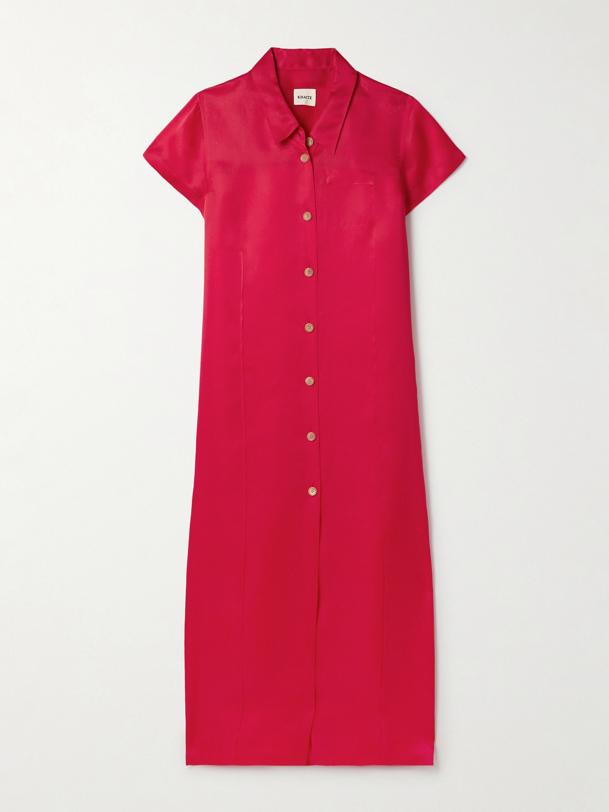 Khaite Effy Silk And Cotton-blend Organza Midi Shirt Dress In Red