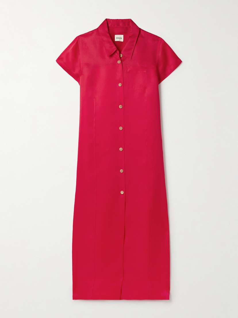 Khaite — Effy silk and cotton-blend organza midi shirt dress