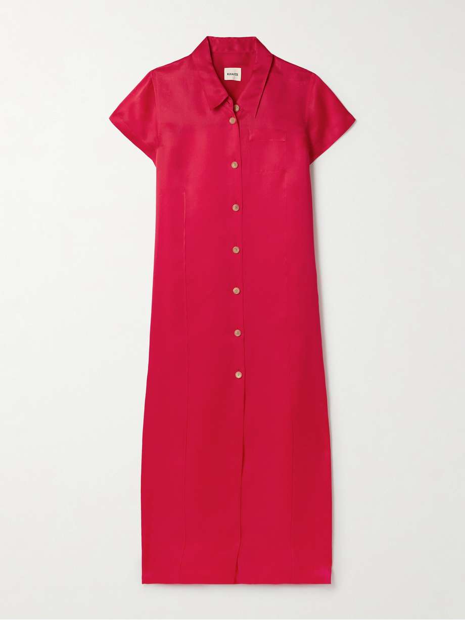 effy silk and cotton-blend organza midi shirt dress