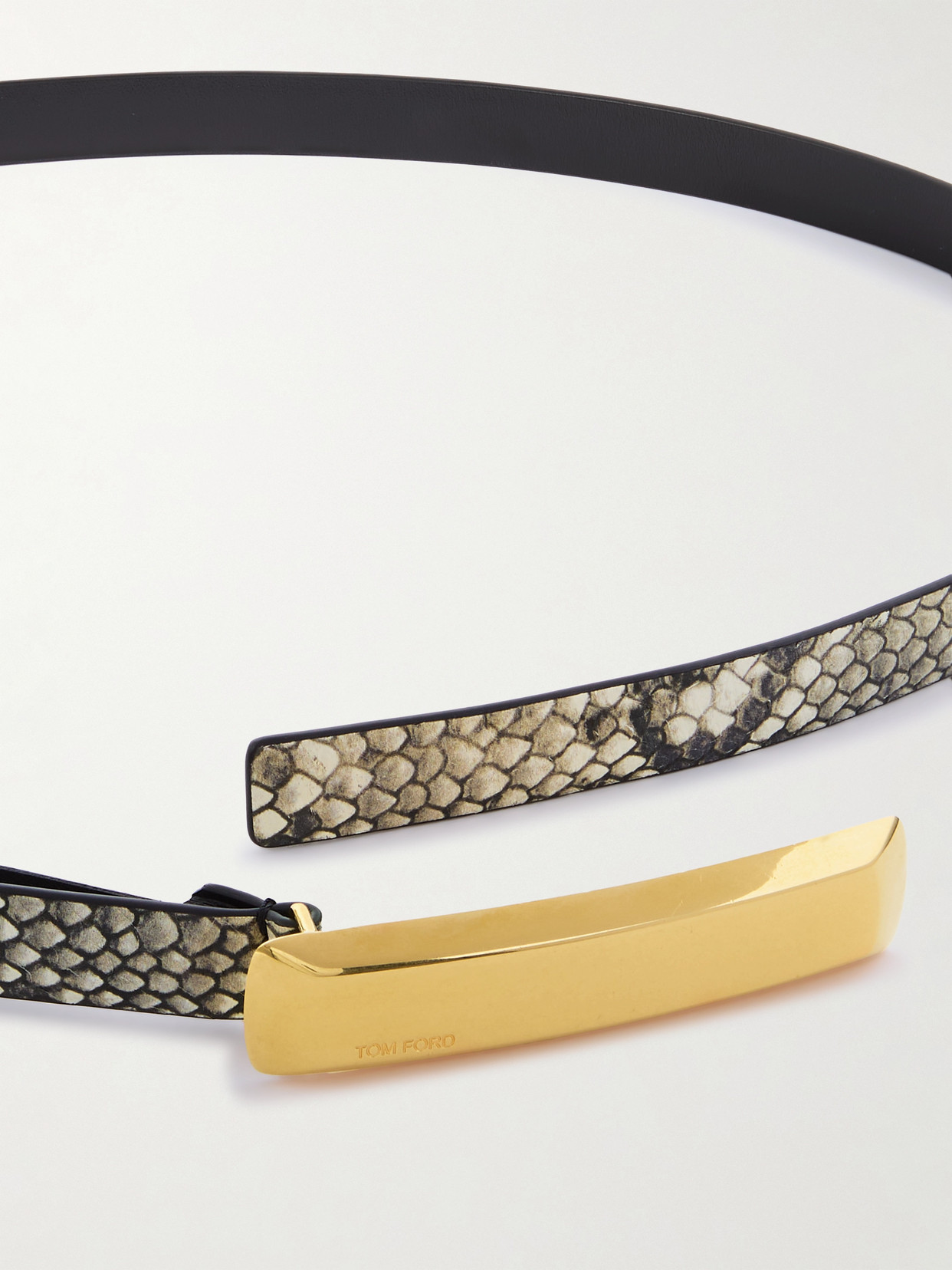 Tom Ford Embellished Snake-effect Leather Belt In Animal Print