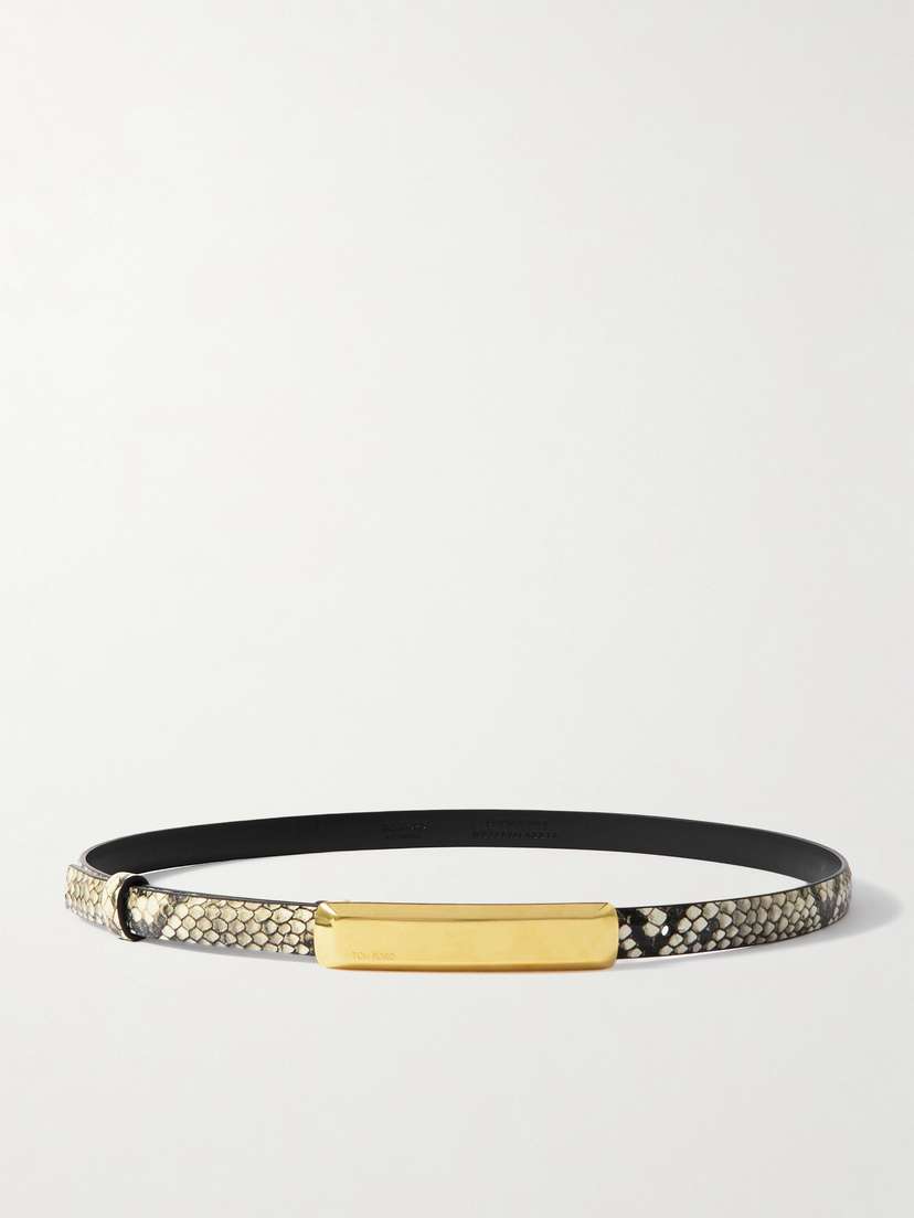 Tom Ford Embellished Snake-effect Leather Belt