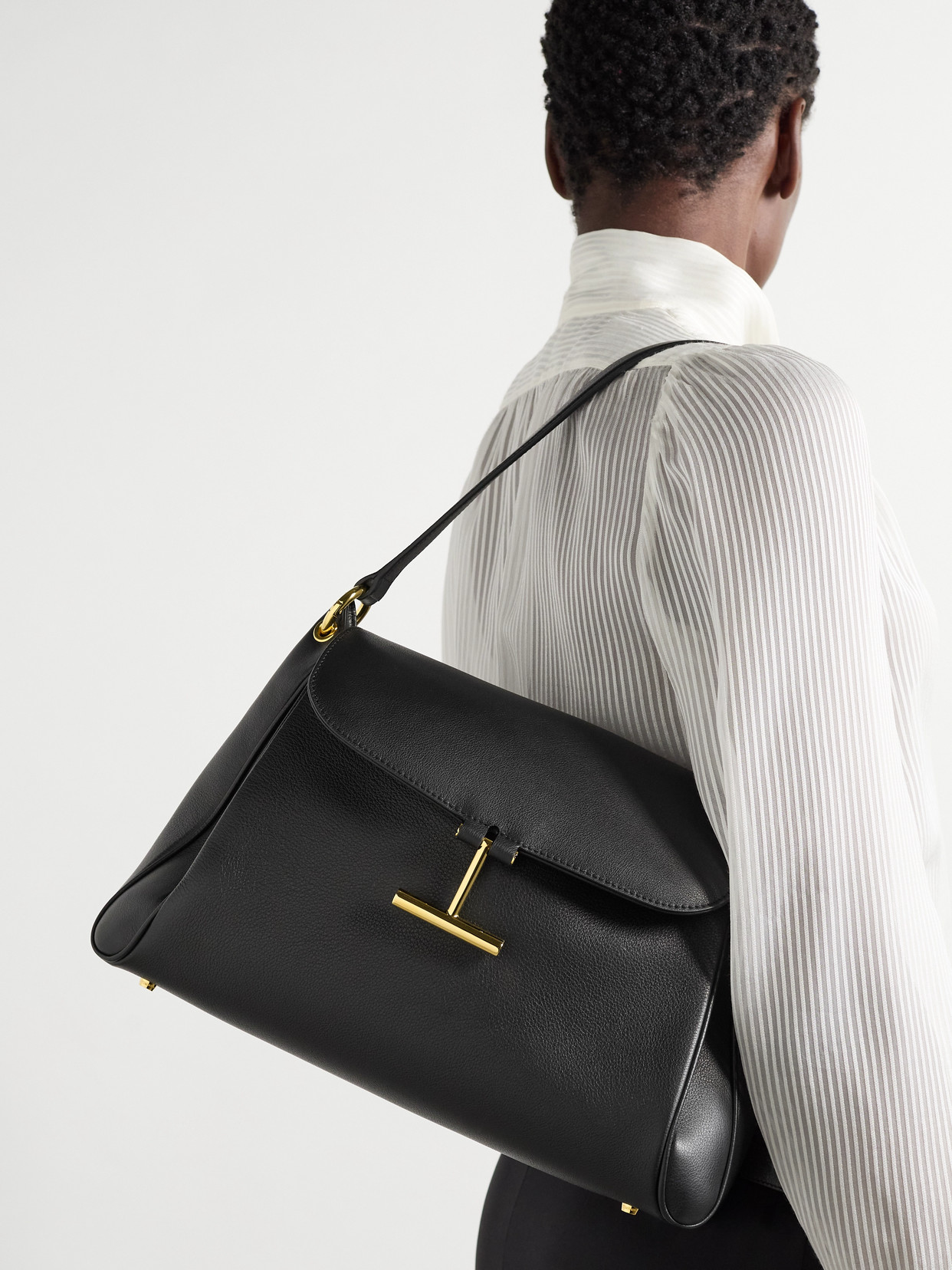 Tom Ford Tara Leather Shoulder Bag In Black
