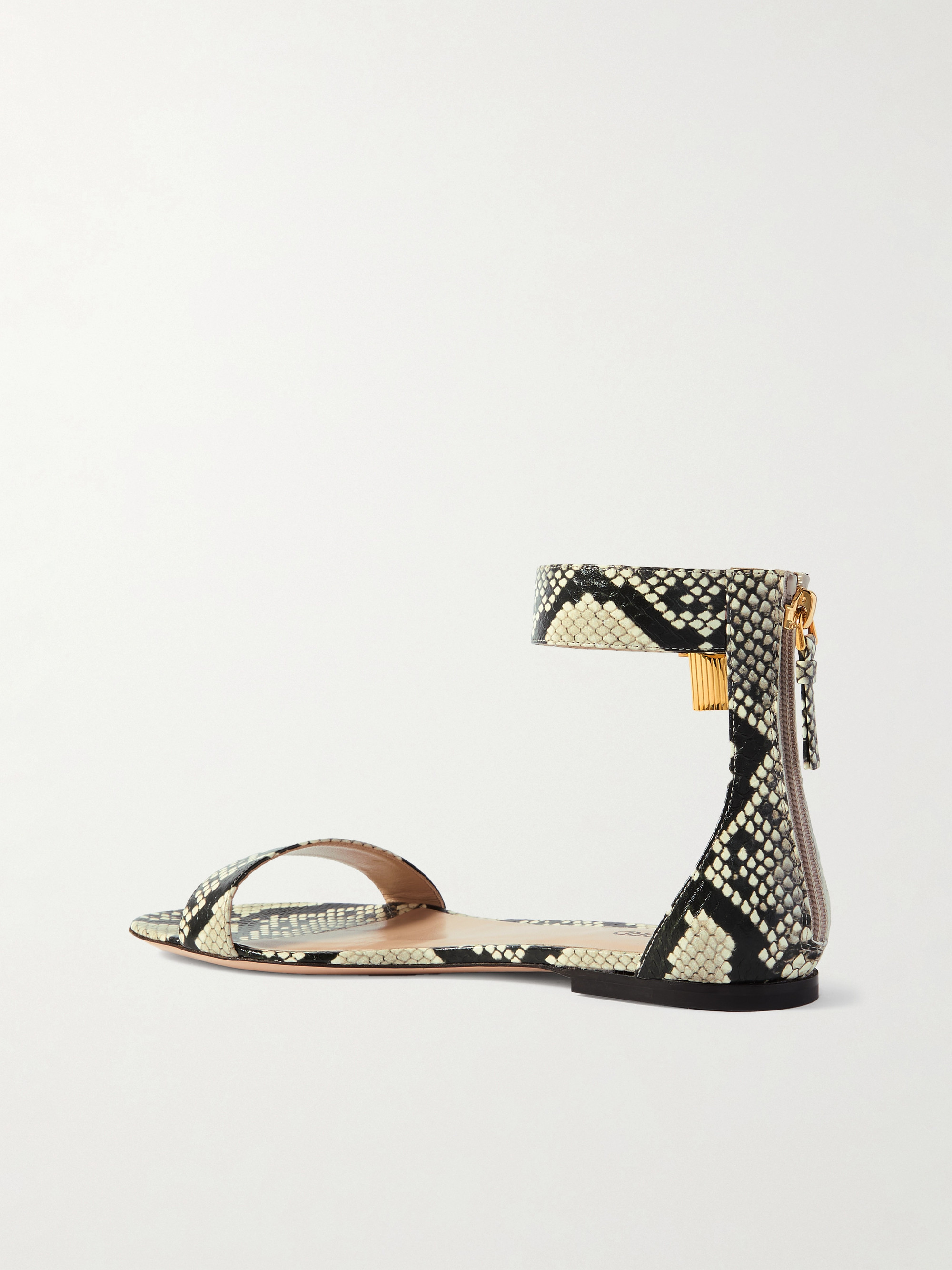 Tom Ford Embellished snake-effect leather sandals thumbnail