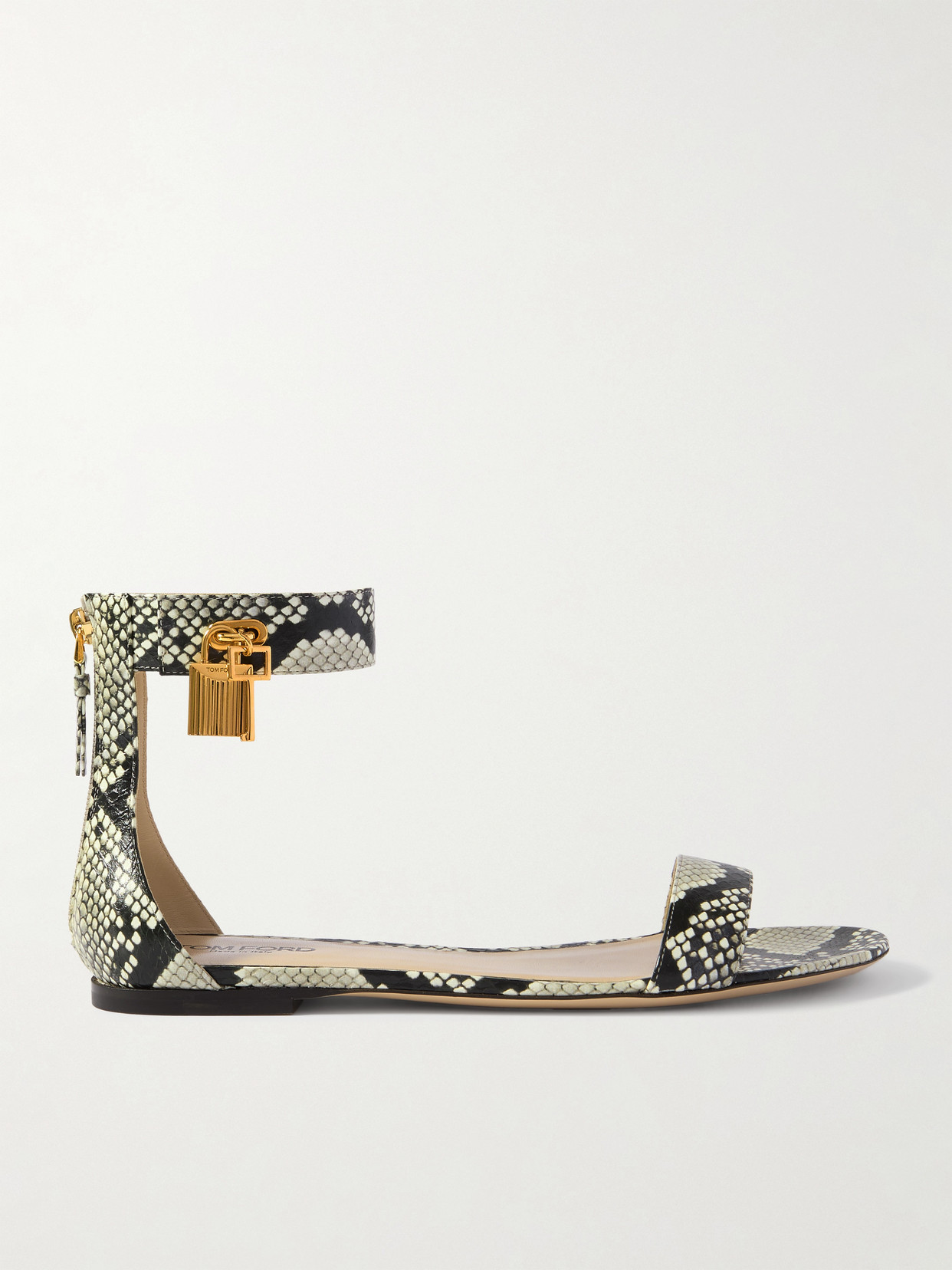 TOM FORD - Embellished Snake-effect Leather Sandals - Animal print