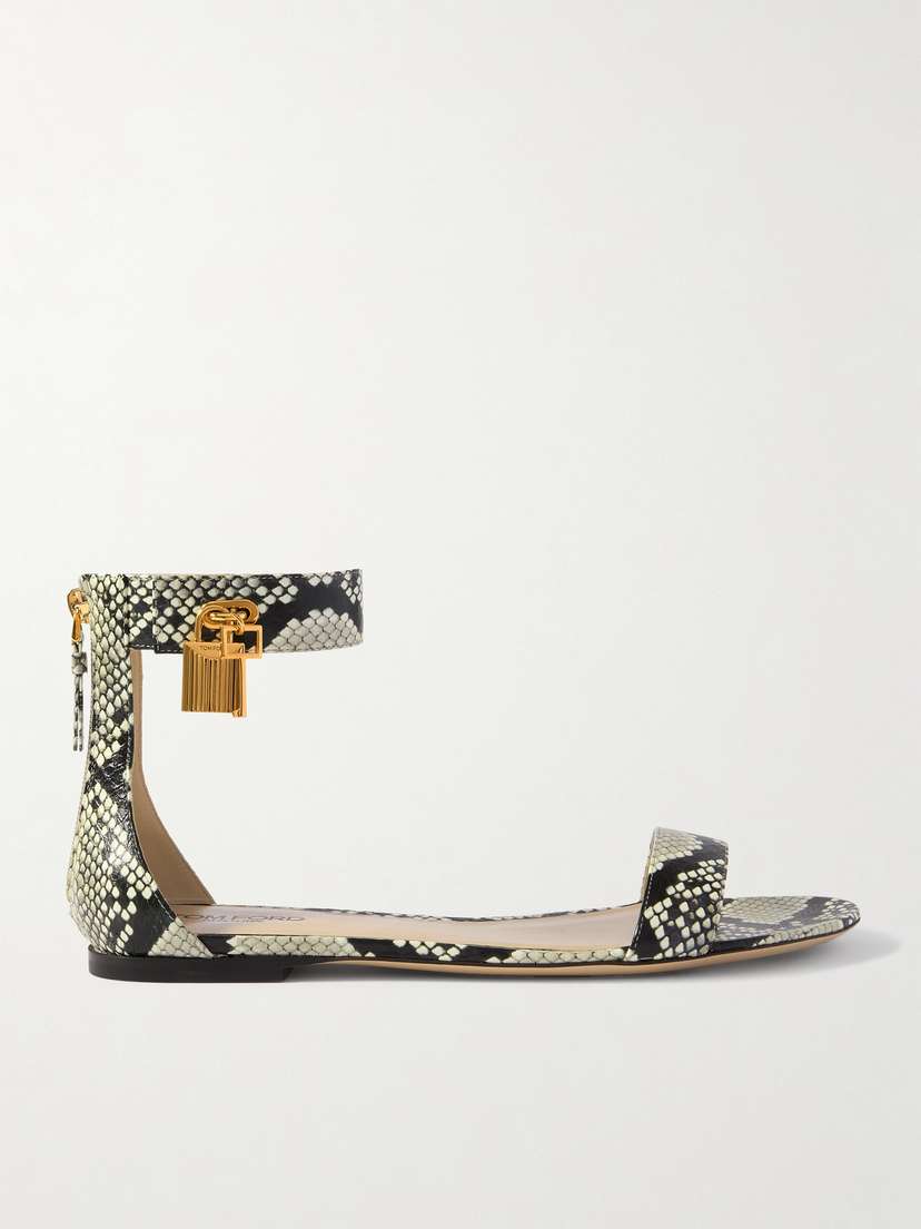 Tom Ford Embellished Snake-effect Leather Sandals