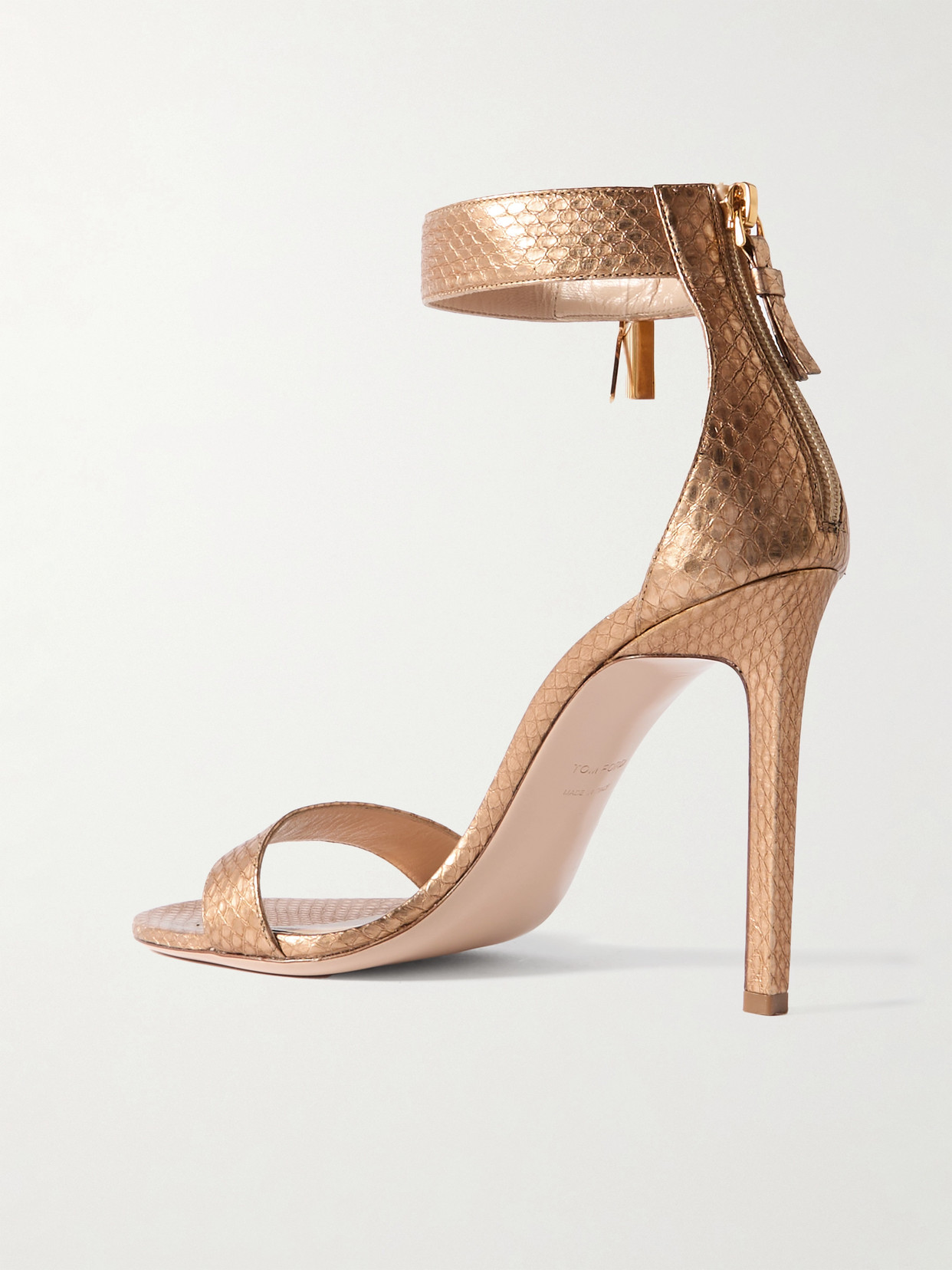 Metallic Snake-Effect Sandals