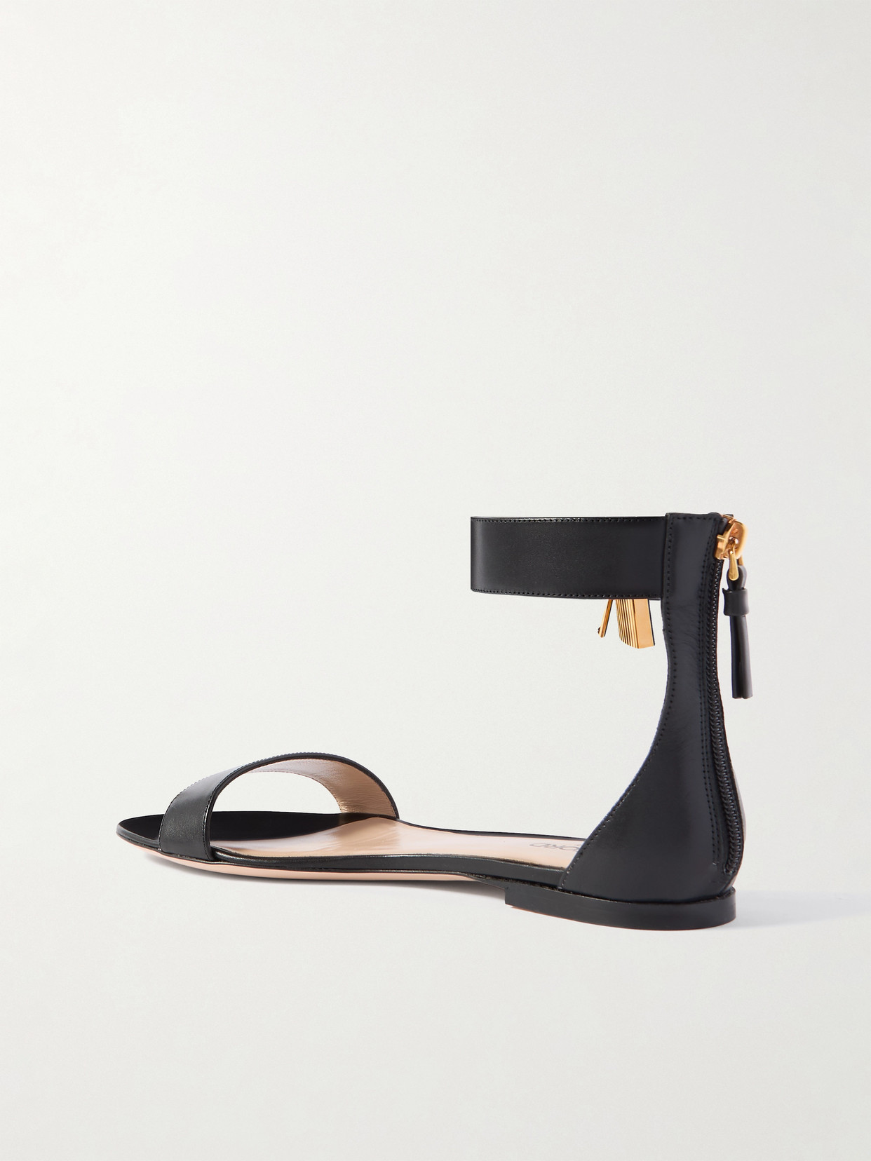 Tom Ford Embellished Leather Sandals In Black