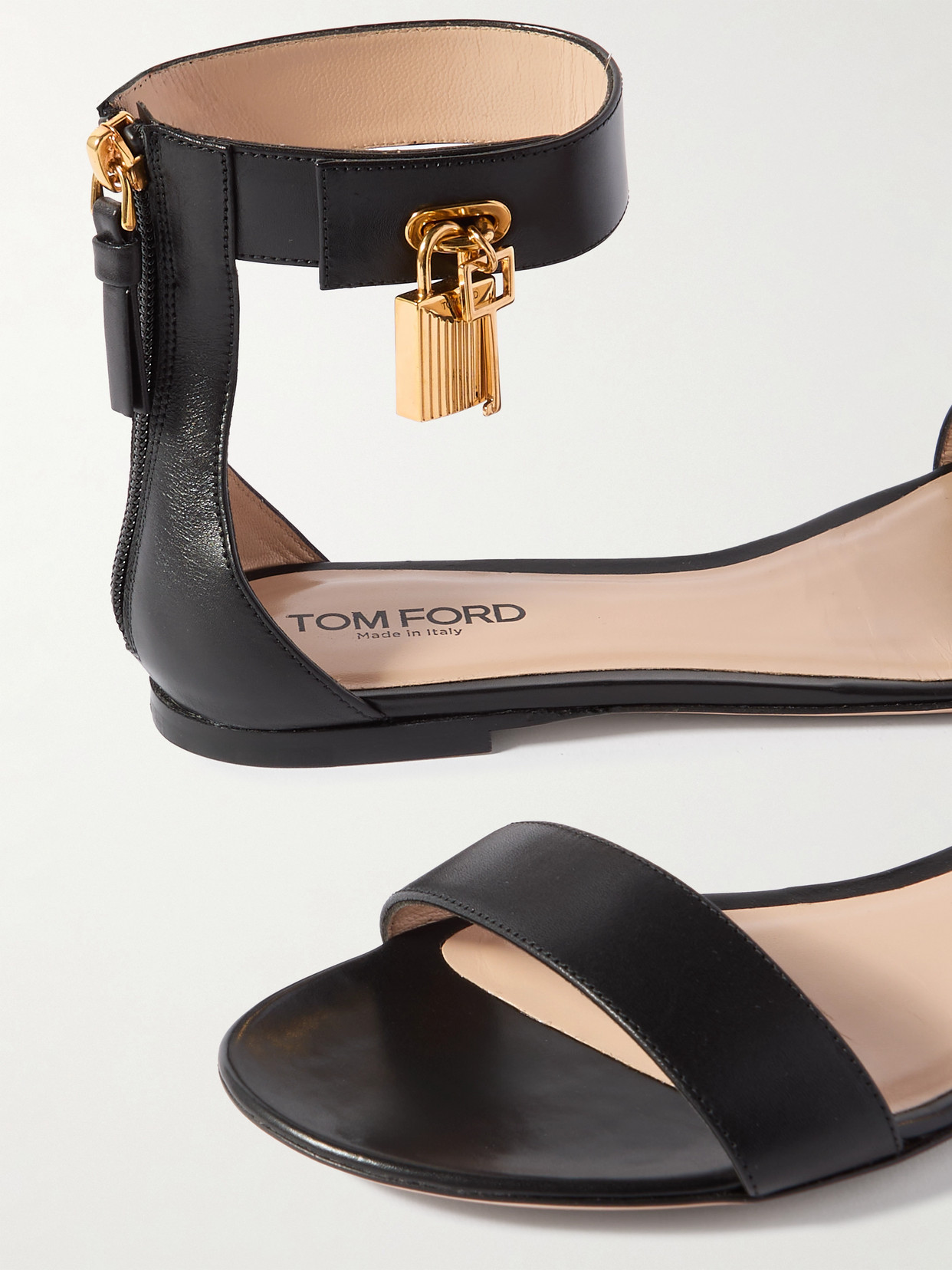 Tom Ford Embellished Leather Sandals In Black