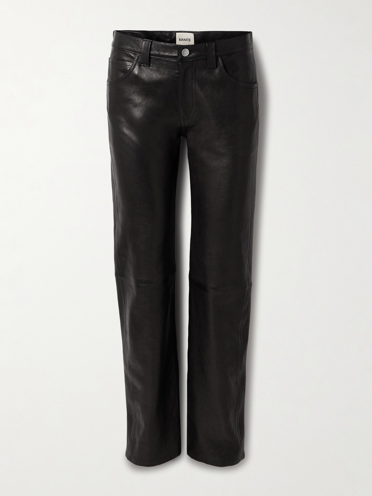 Khaite Emmet Leather Straight-leg Pants In Black