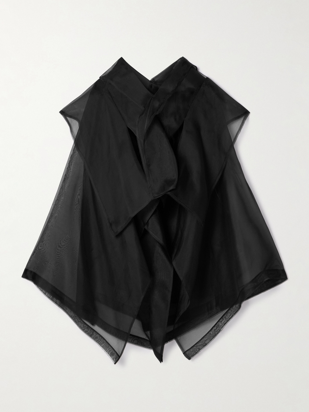 Khaite Santana Oversized Ruffle Silk Organza Top In Black