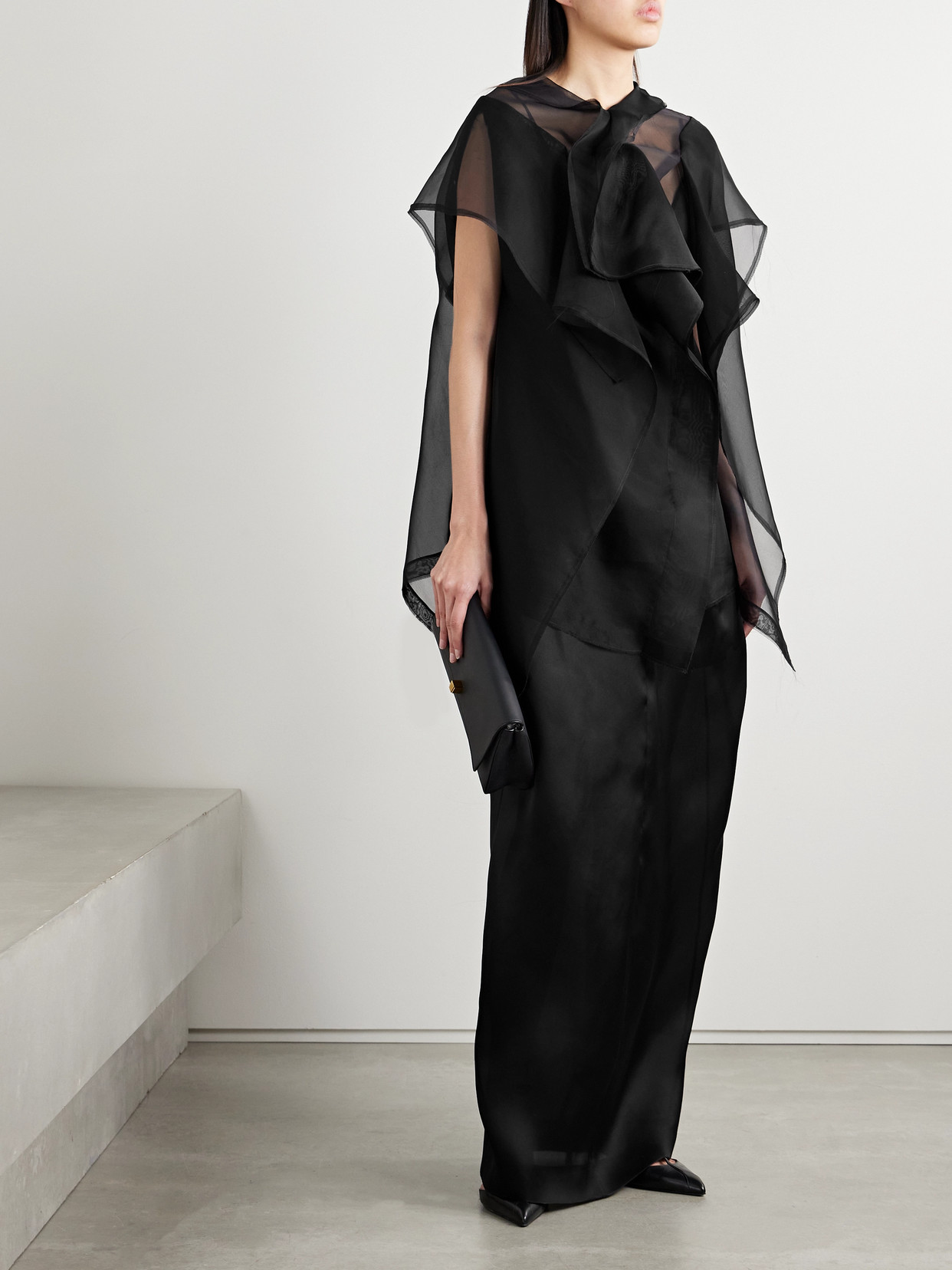Santana Layered Draped Silk-Organza Top