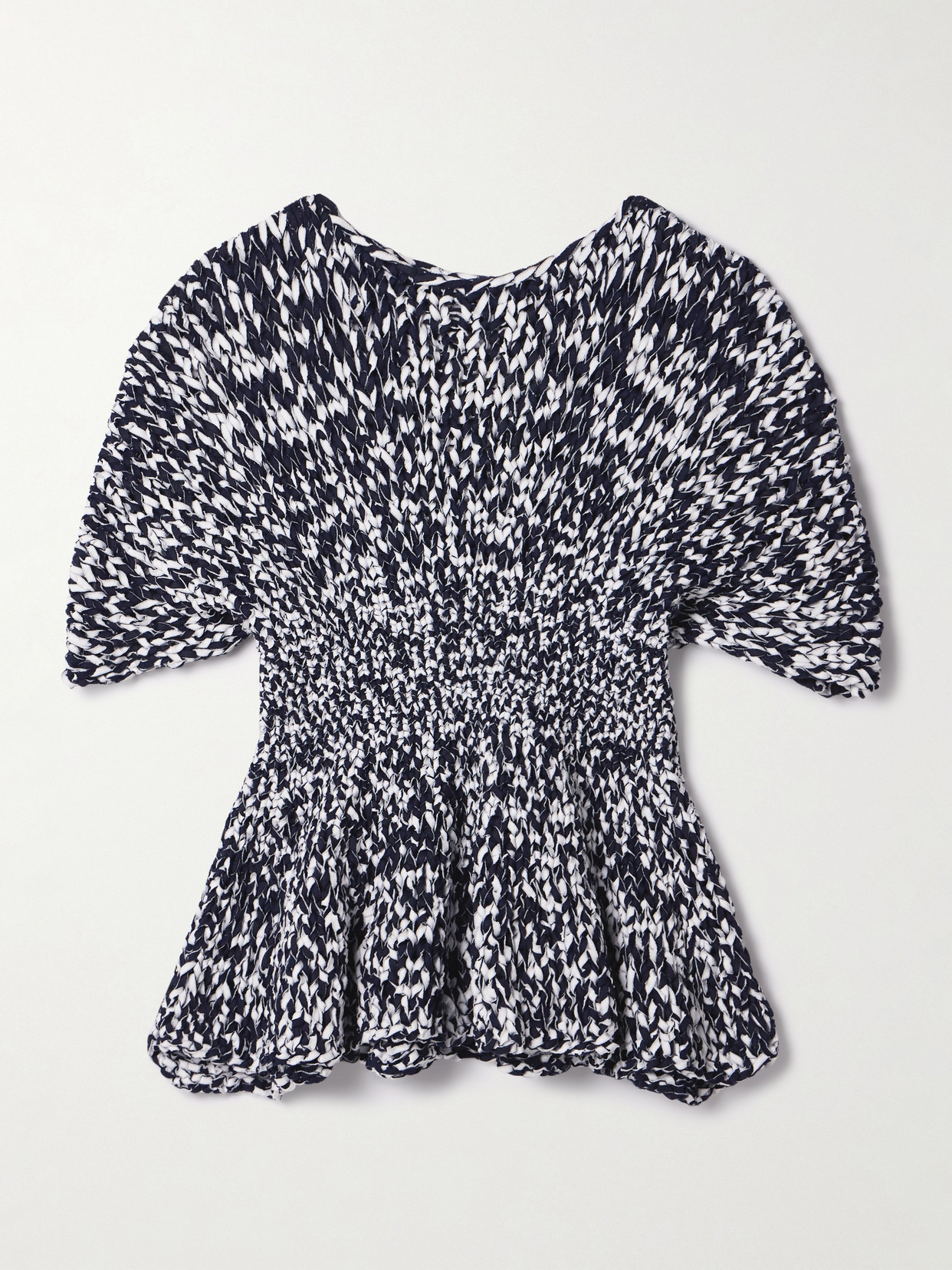 Khaite Mathilde Cotton-blend Peplum Top In Blue