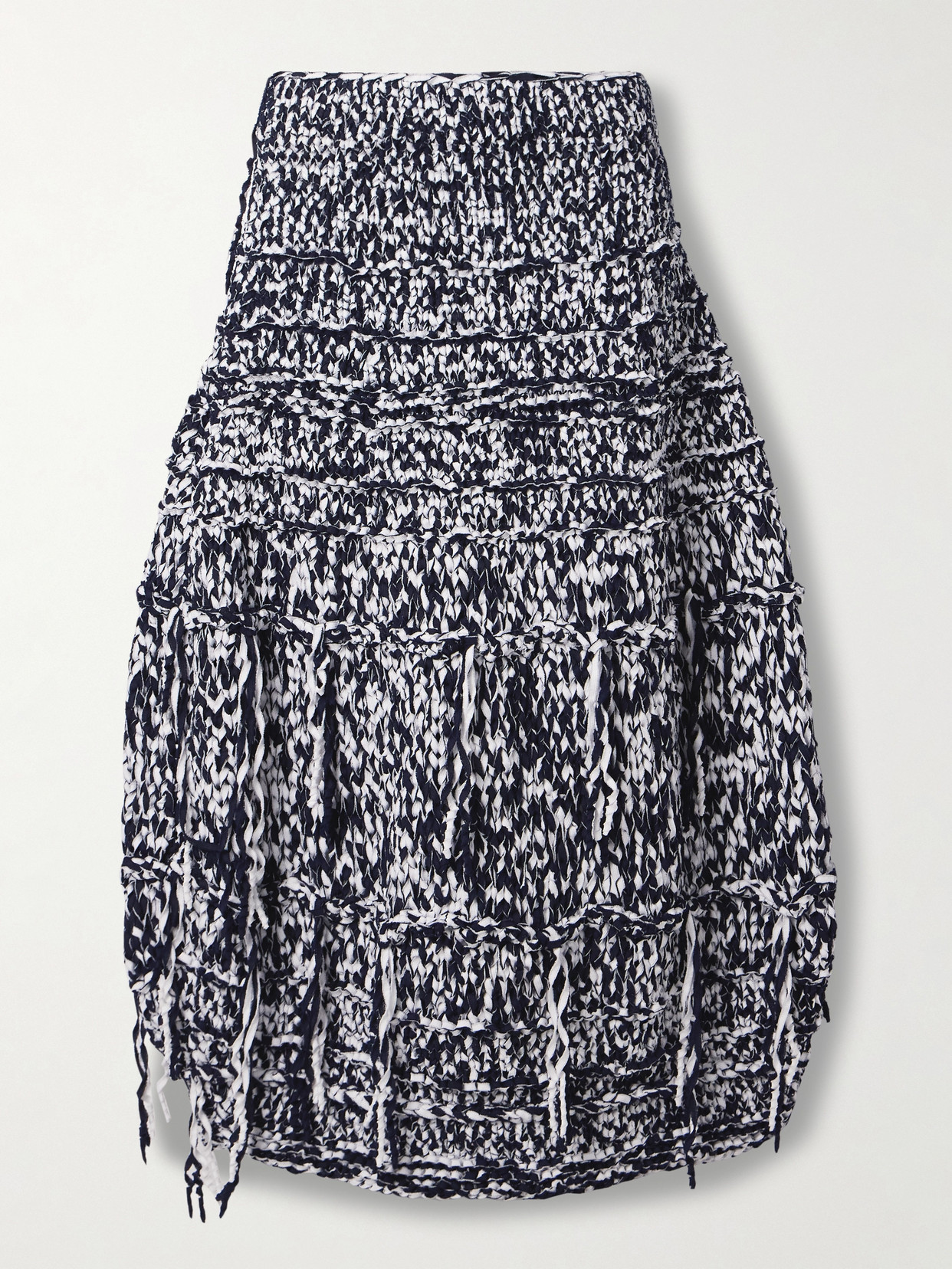 Khaite Inna Fringed Cotton-blend Midi Skirt In Blue
