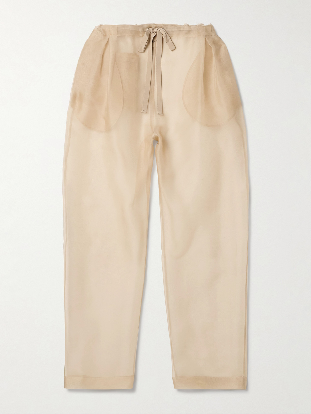 Khaite Trenton Pleated Silk-organza Tapered Trousers In Neutrals