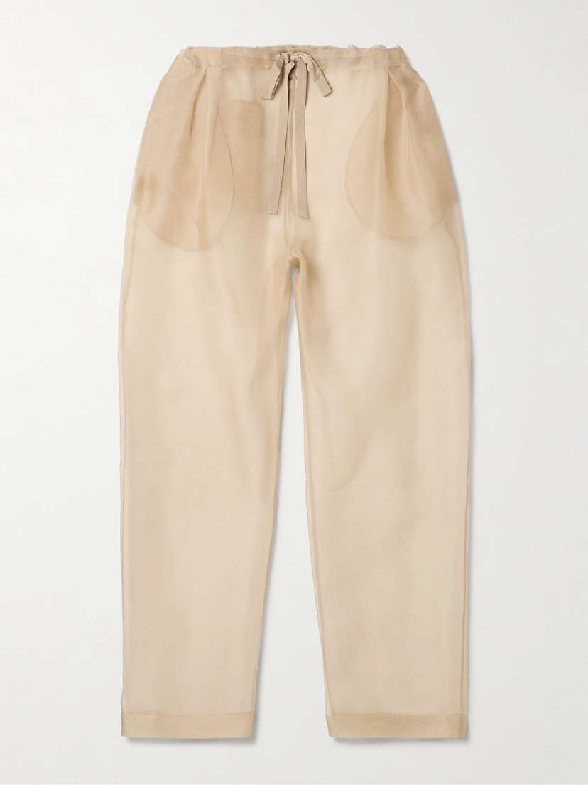Khaite Trenton Pleated Silk-organza Tapered Pants