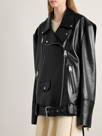 KHAITE Hansel oversized belted leather biker jacket