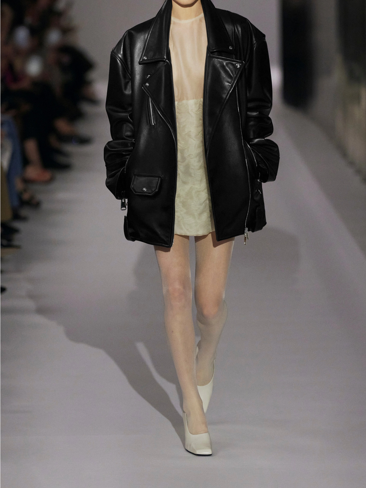 Khaite Hansel Oversized Belted Leather Biker Jacket In Black