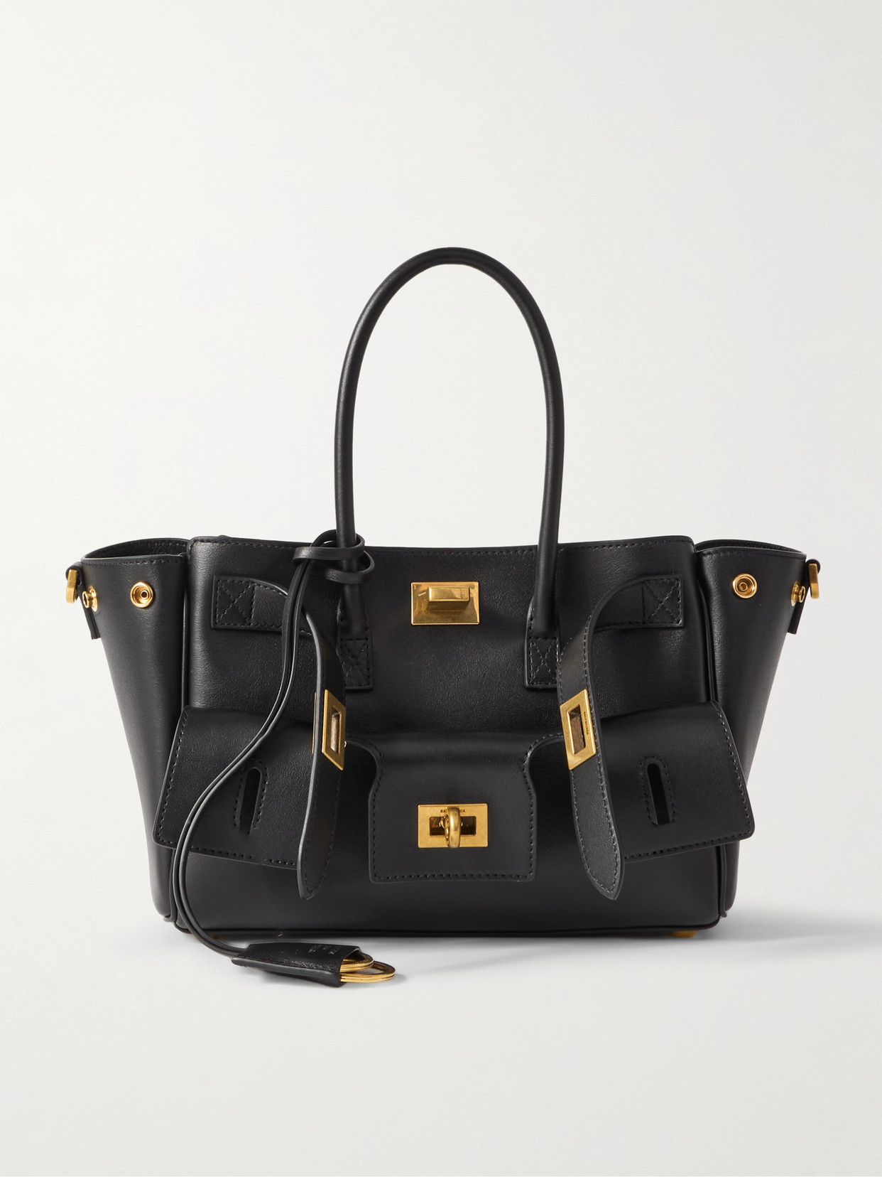 Balenciaga Carry All Bel Air Mini Leather Tote In Black
