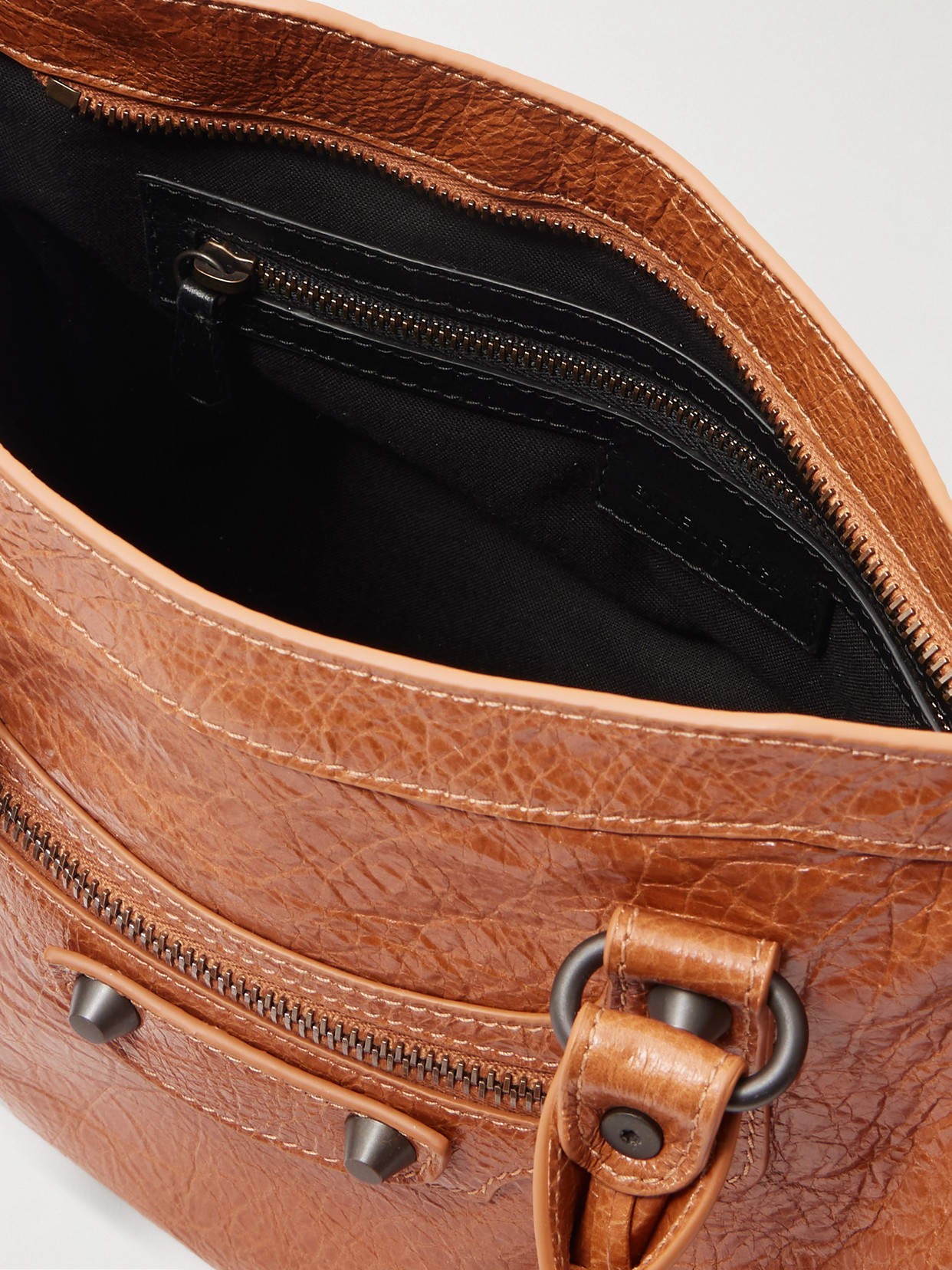 Balenciaga Le City Small Embellished Textured-leather Tote In Brown