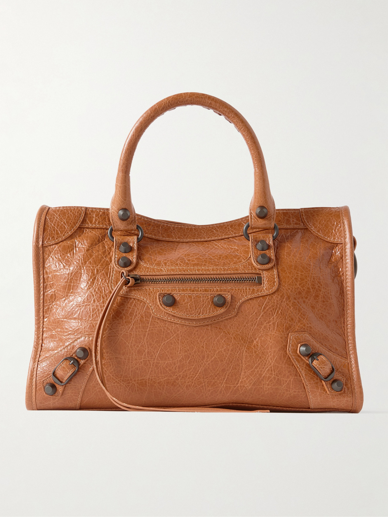 Balenciaga Le City Small Embellished Textured-leather Tote In Brown
