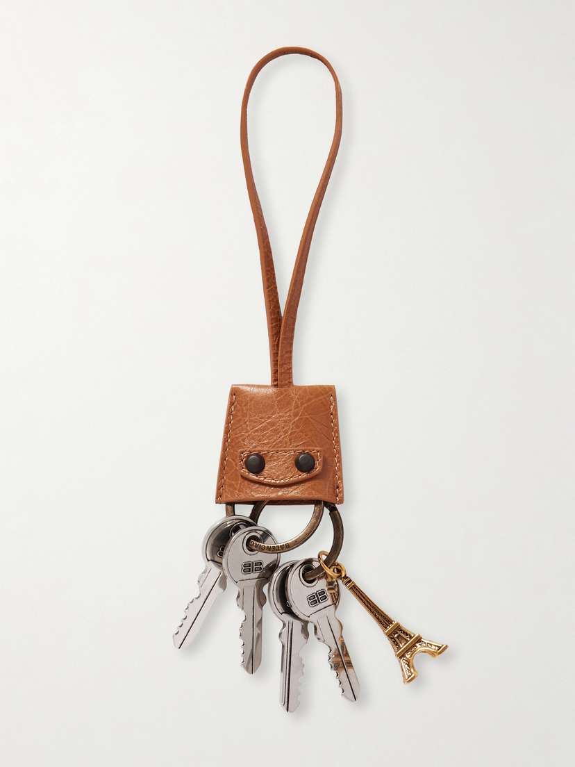 Balenciaga Le City Charm Eiffel Textured-leather, Silver And Gold-tone Bag Charm