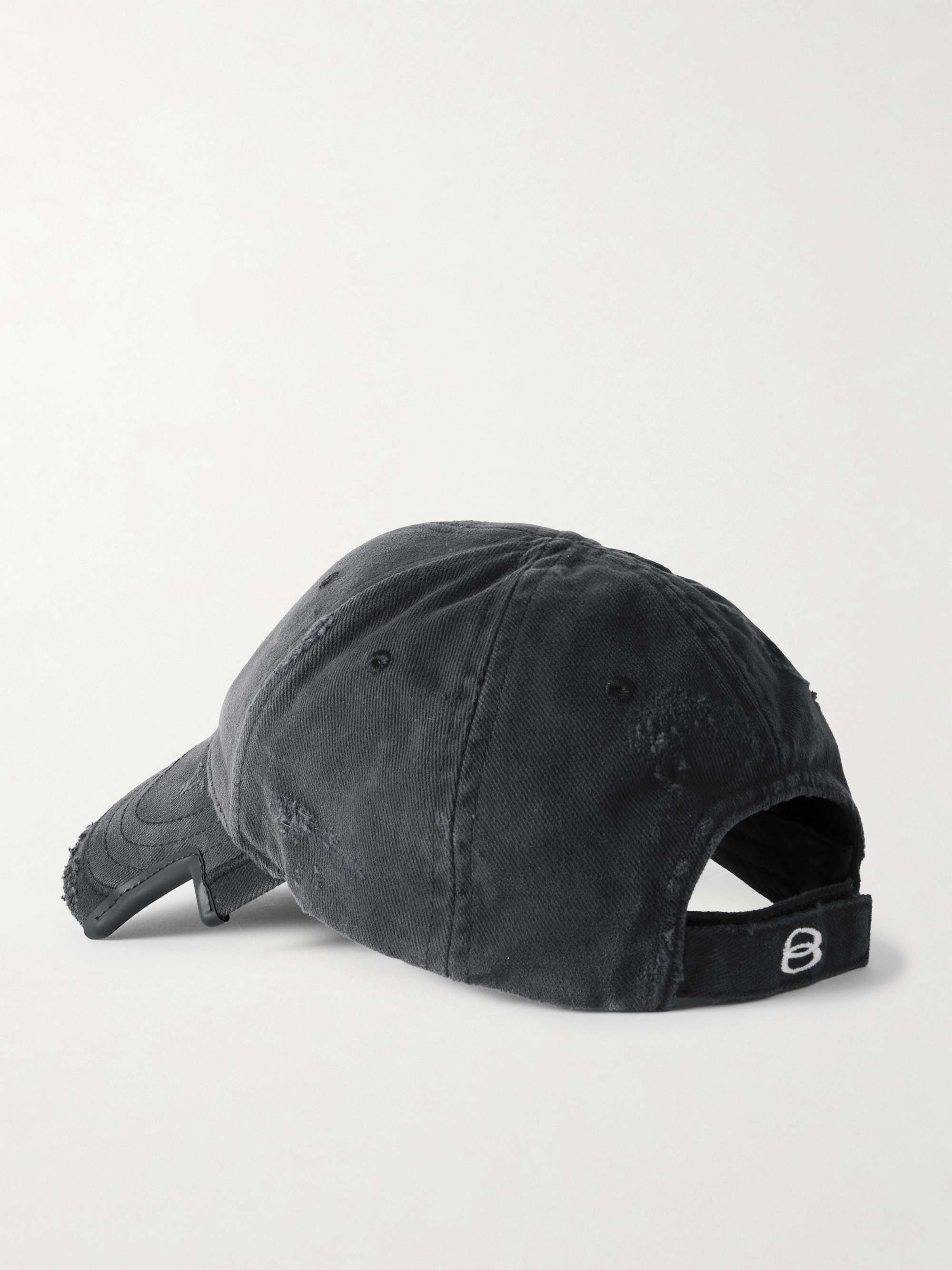 BALENCIAGA Double Unity distressed embroidered cotton-drill
