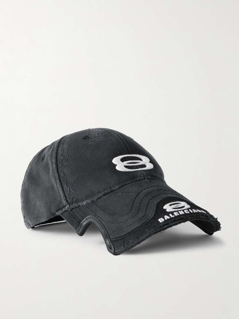 Balenciaga Double Unity Distressed Embroidered Cotton-drill Baseball Cap
