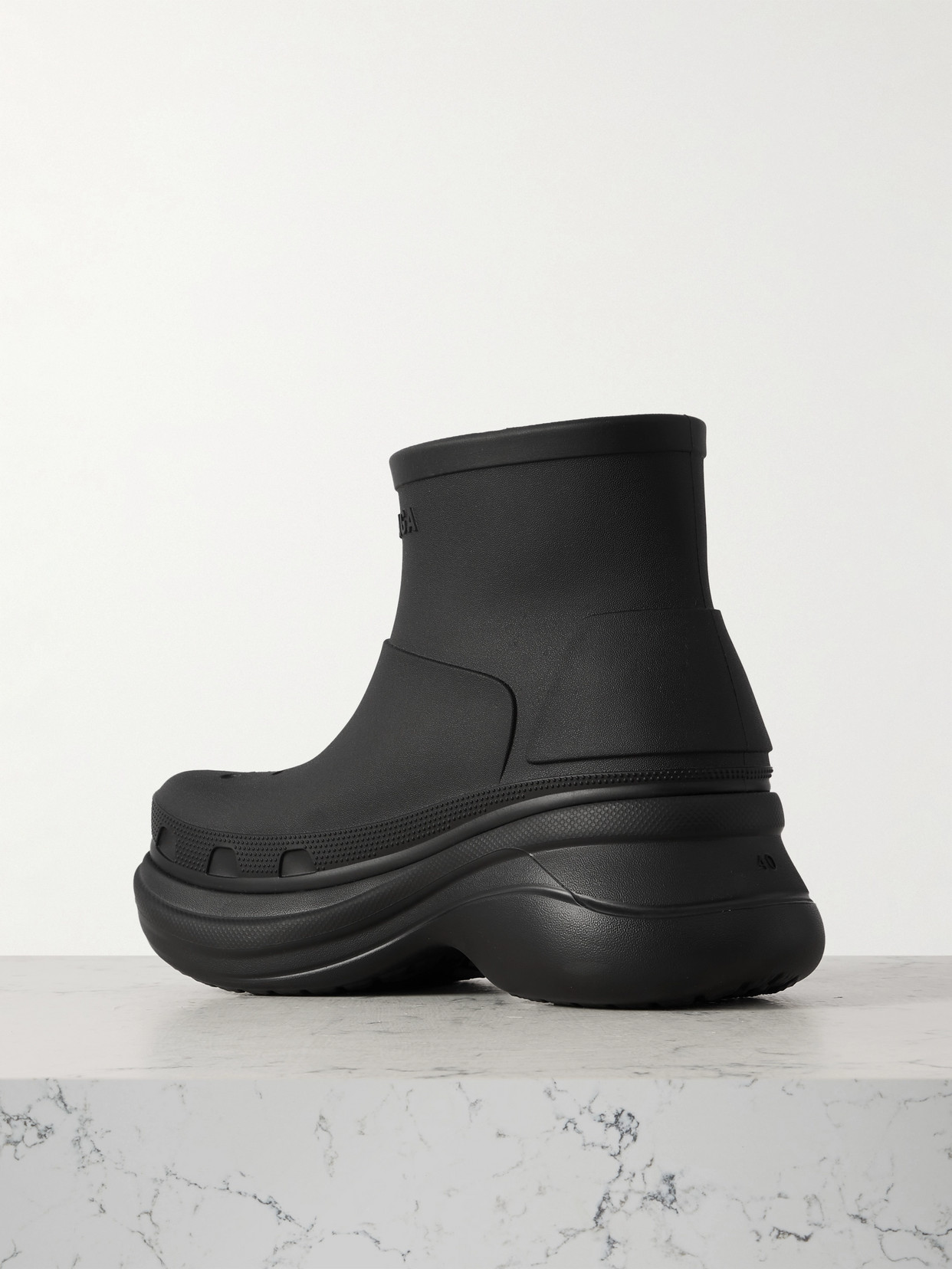 Balenciaga + Crocs Eva Rubber Platform Ankle Boots In Black