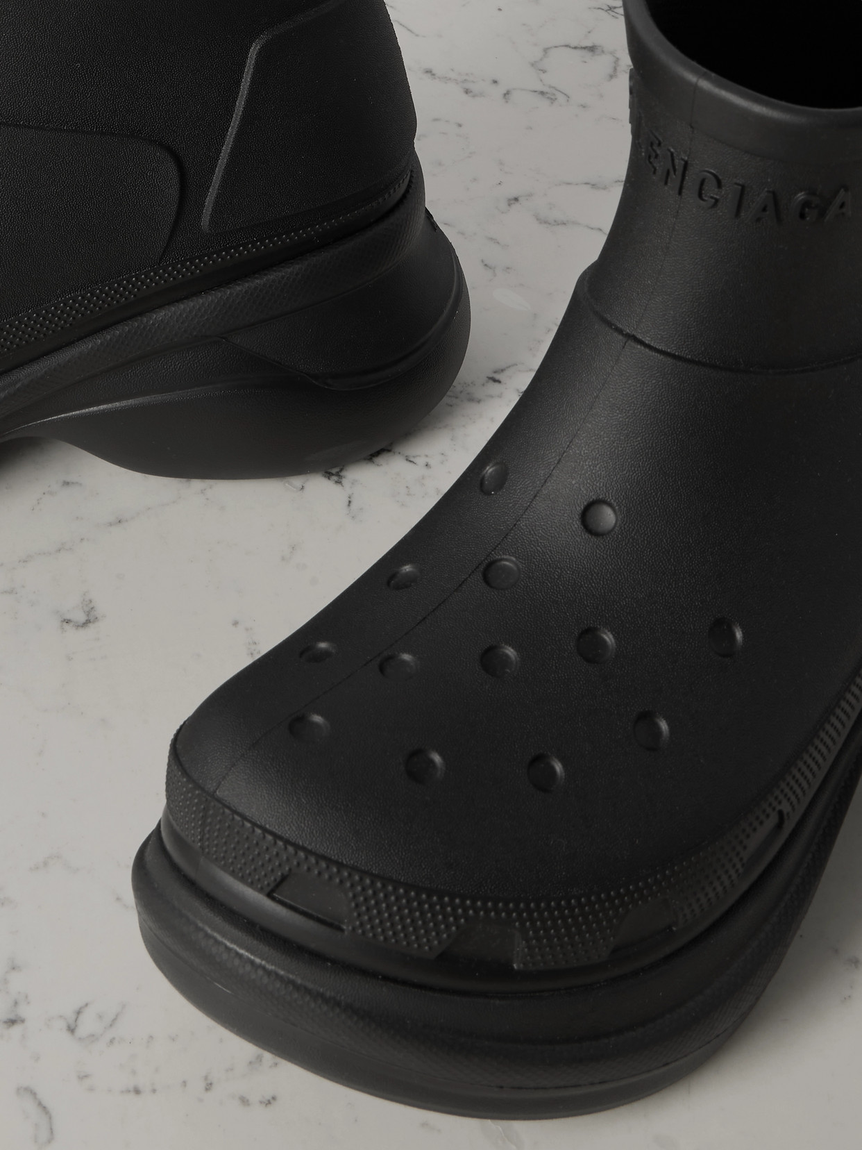Balenciaga + Crocs Eva Rubber Platform Ankle Boots In Black