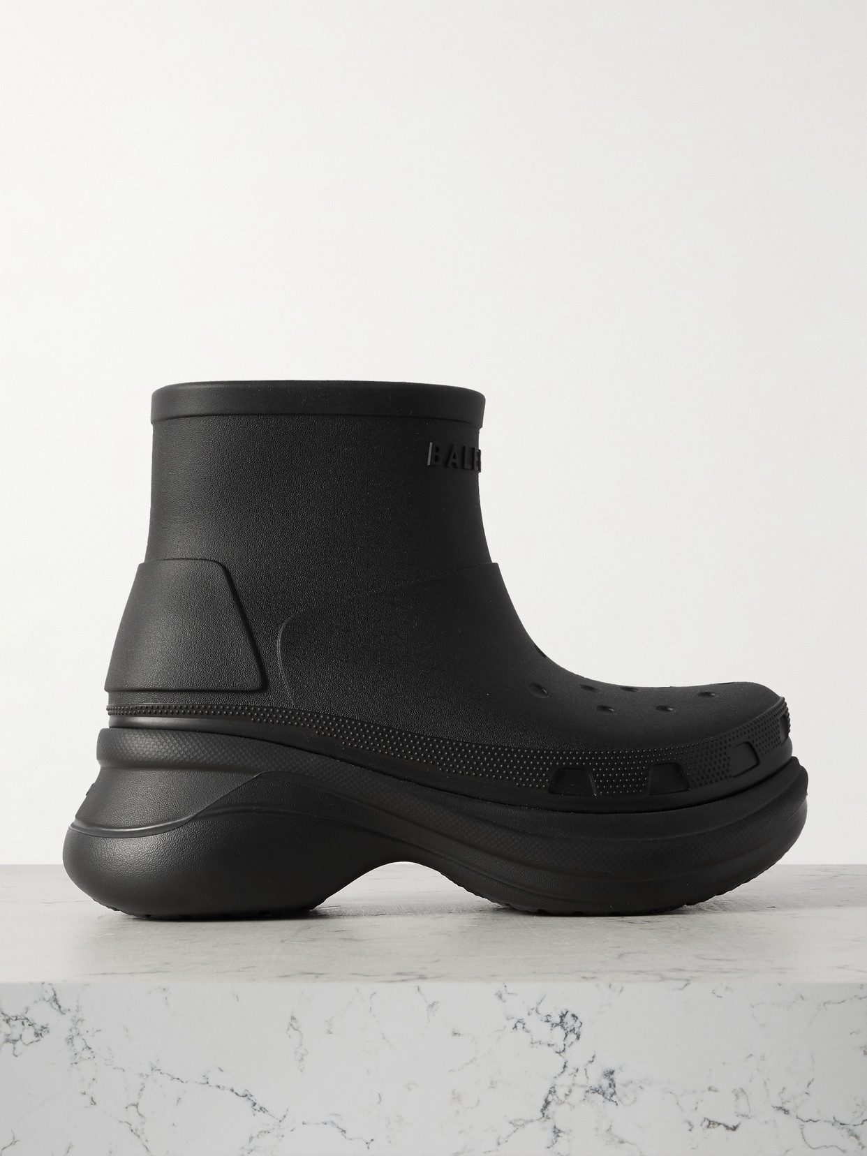 Balenciaga + Crocs Eva Rubber Platform Ankle Boots In Black