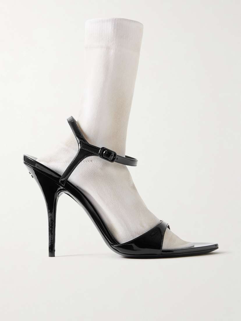 Balenciaga Avenue Patent-leather And Stretch-knit Sandals