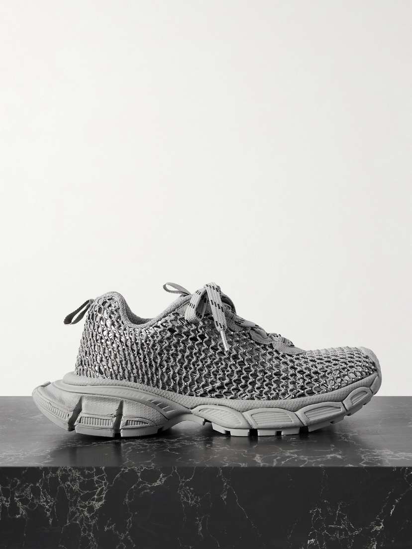 Balenciaga 3xl Fishnet And Rubber-trimmed Mesh Sneakers