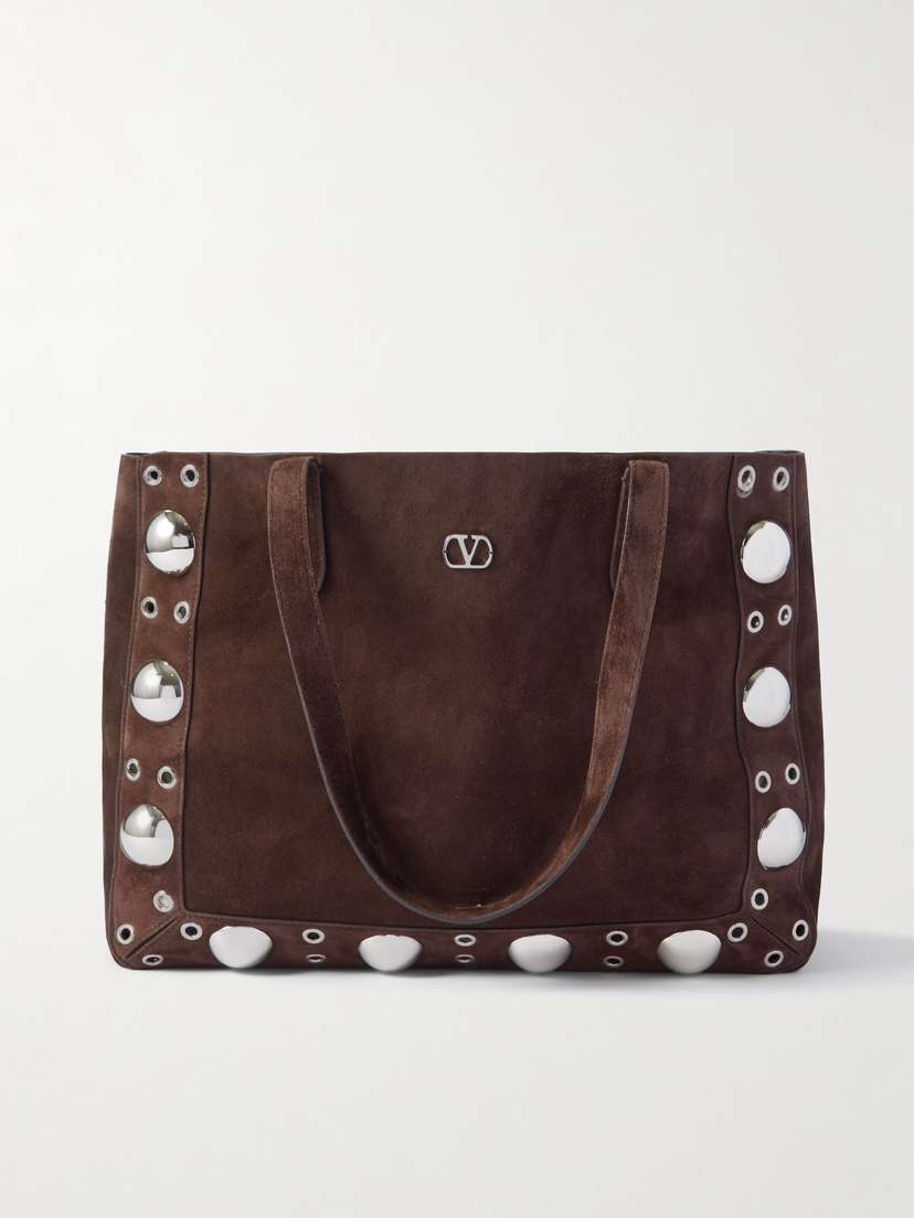 Valentino Garavani Nellcote Embellished Suede Tote
