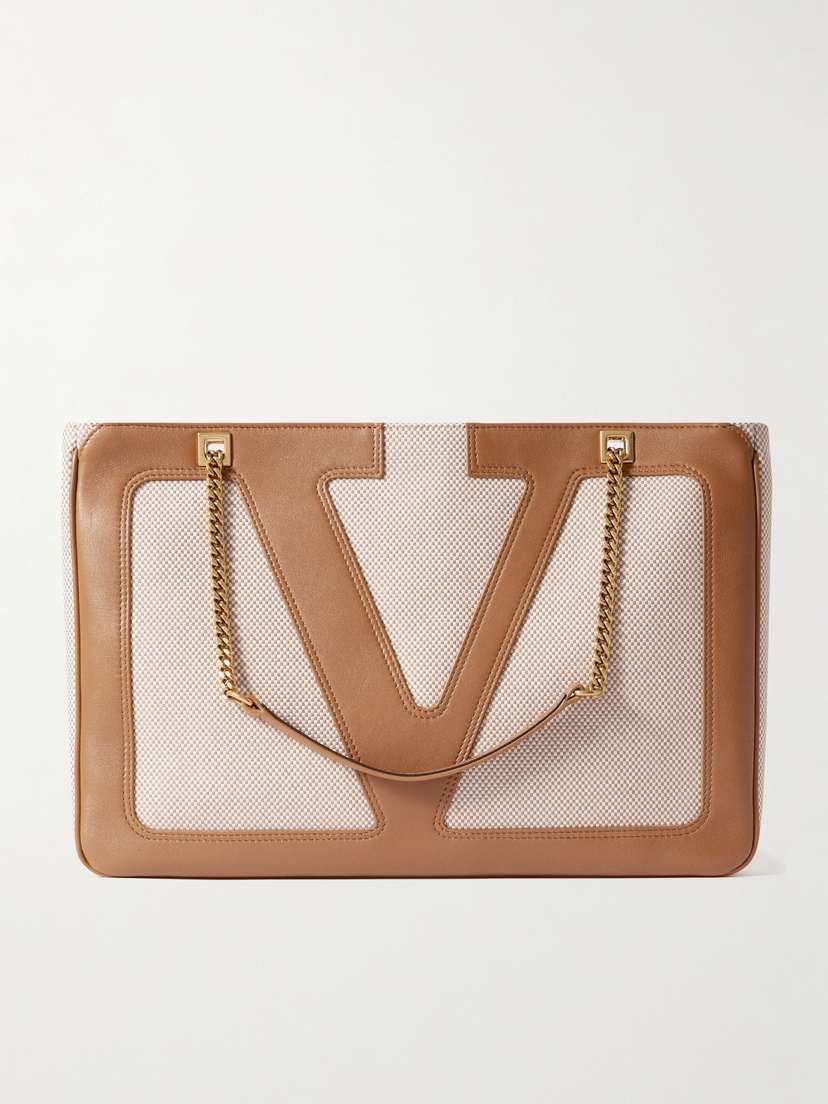 Valentino Garavani Viva Superstar Medium Leather And Canvas Shoulder Bag