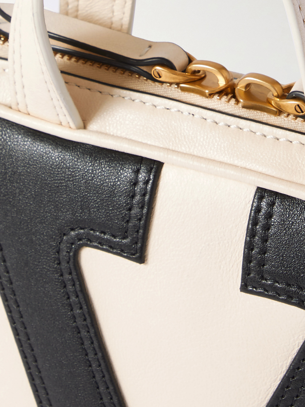 Valentino Viva Superstar Small Two-tone Leather Shoulder Bag In Off-white