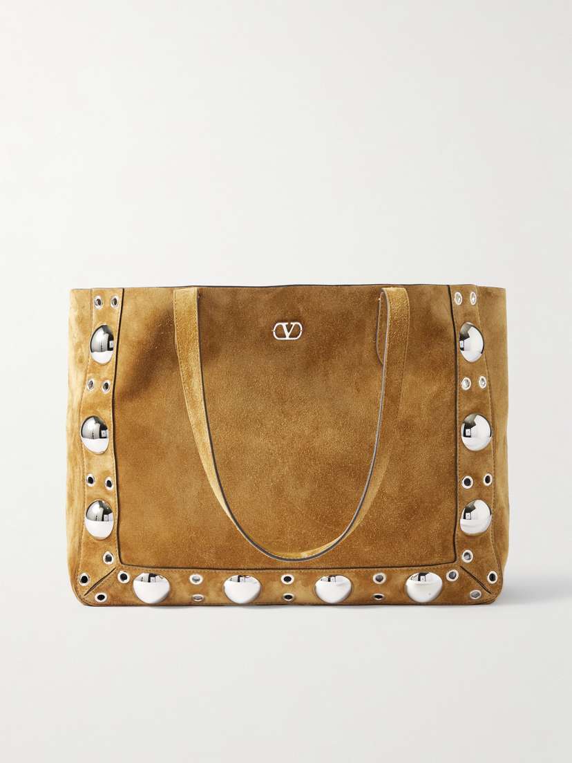 Valentino Garavani Nellcote Embellished Suede Tote