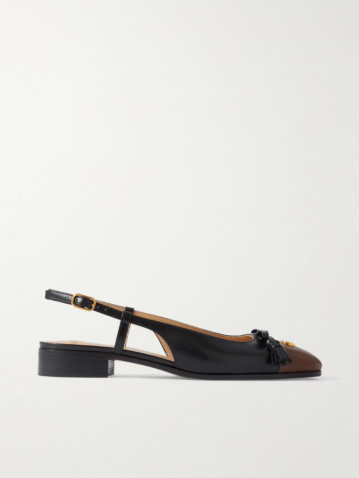 Valentino Valet Du Roi Leather Slingback Ballerina Flat In Black