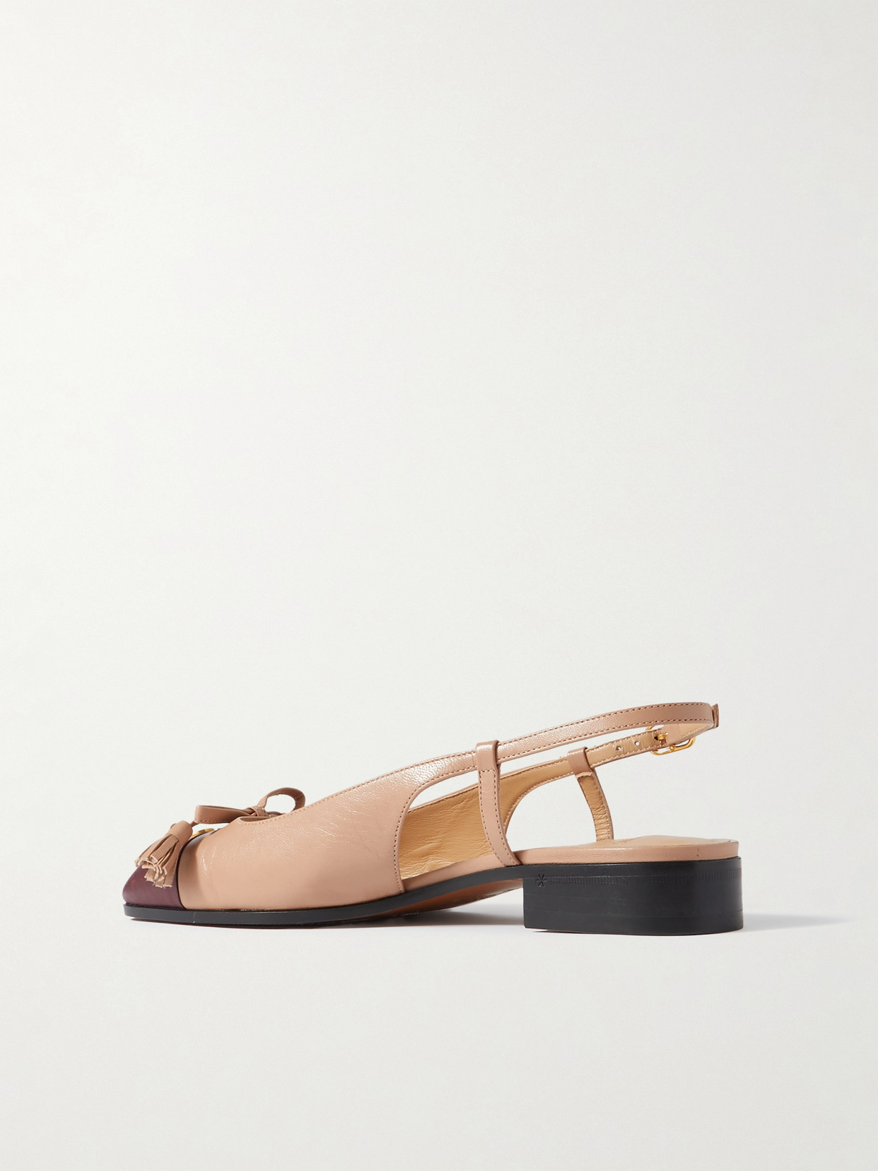 Valentino Logo-embellished Tasseled Leather Slingback Ballet Flats In Pink