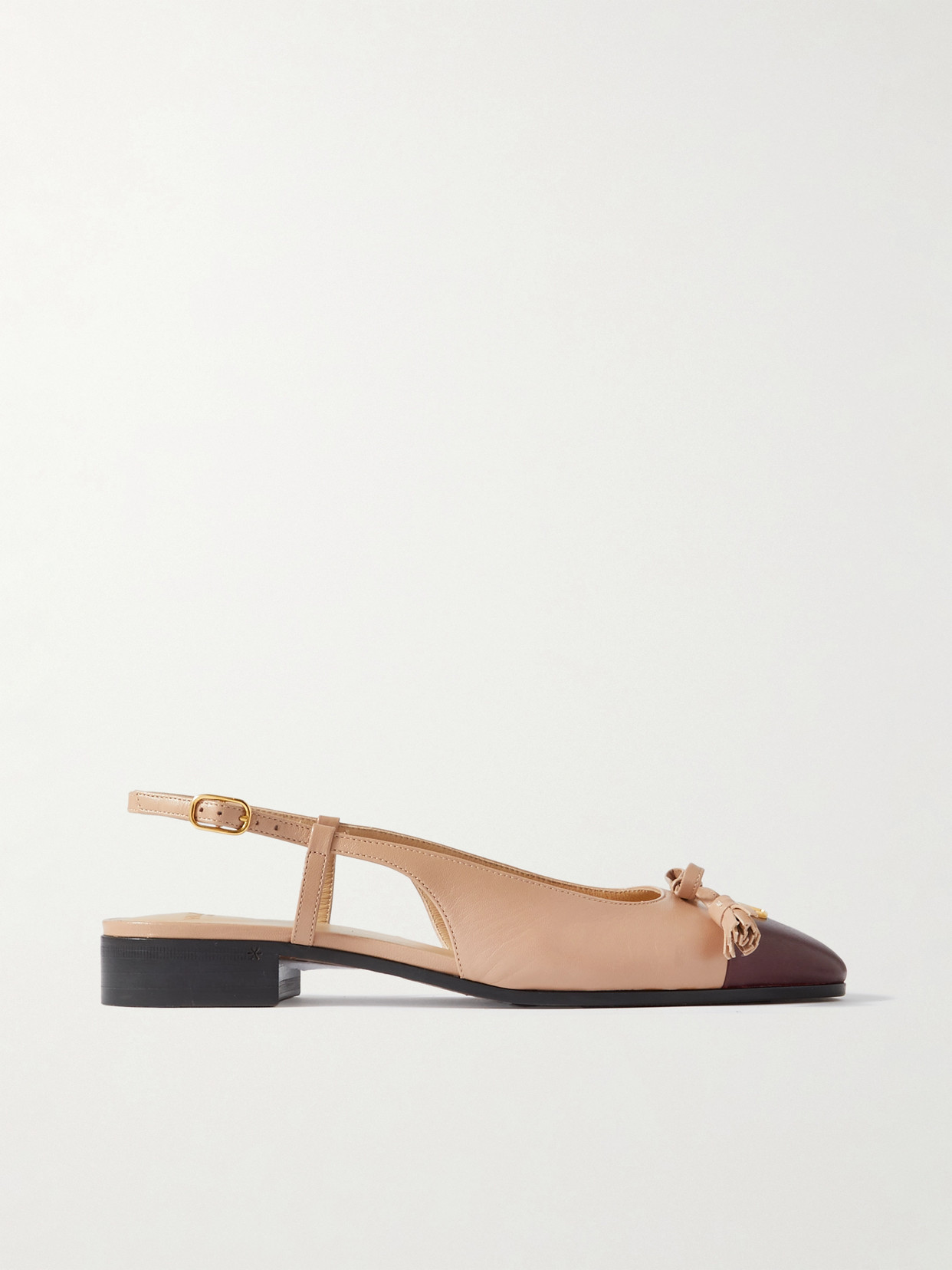 Valentino Logo-embellished Tasseled Leather Slingback Ballet Flats In Pink