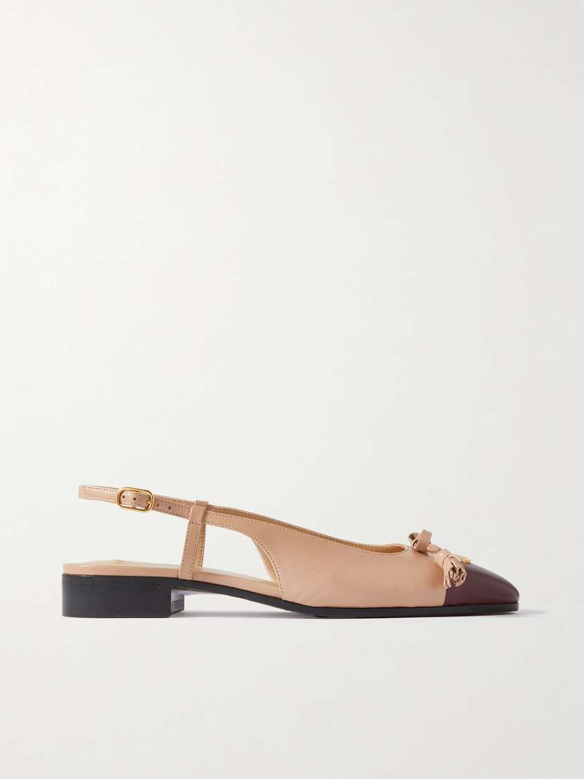 Valentino Garavani Logo-embellished Tasseled Leather Slingback Ballet Flats
