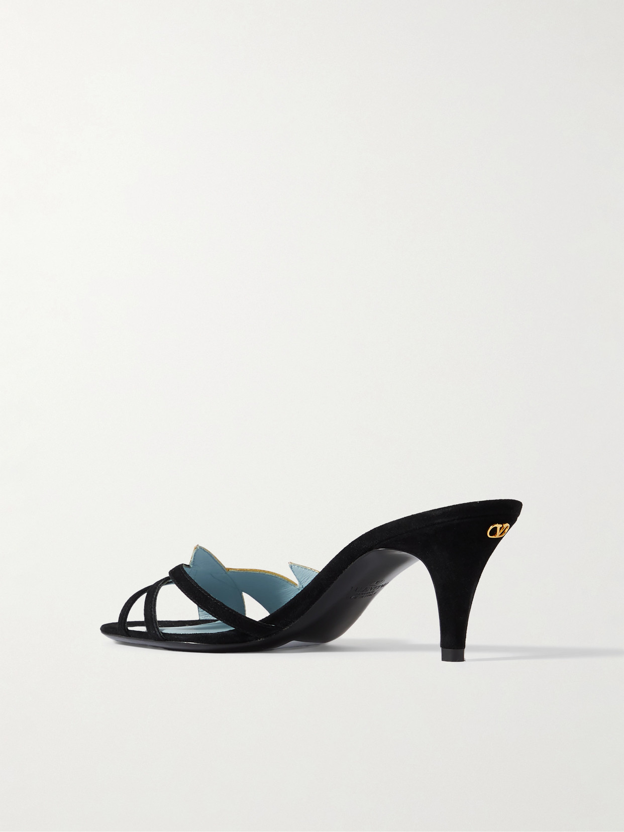 Valentino Foliefoliage 65 Suede Sandal In Black