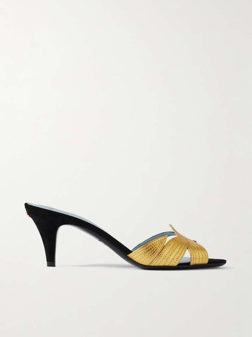Valentino Garavani 65 Metallic Leather And Suede Sandals