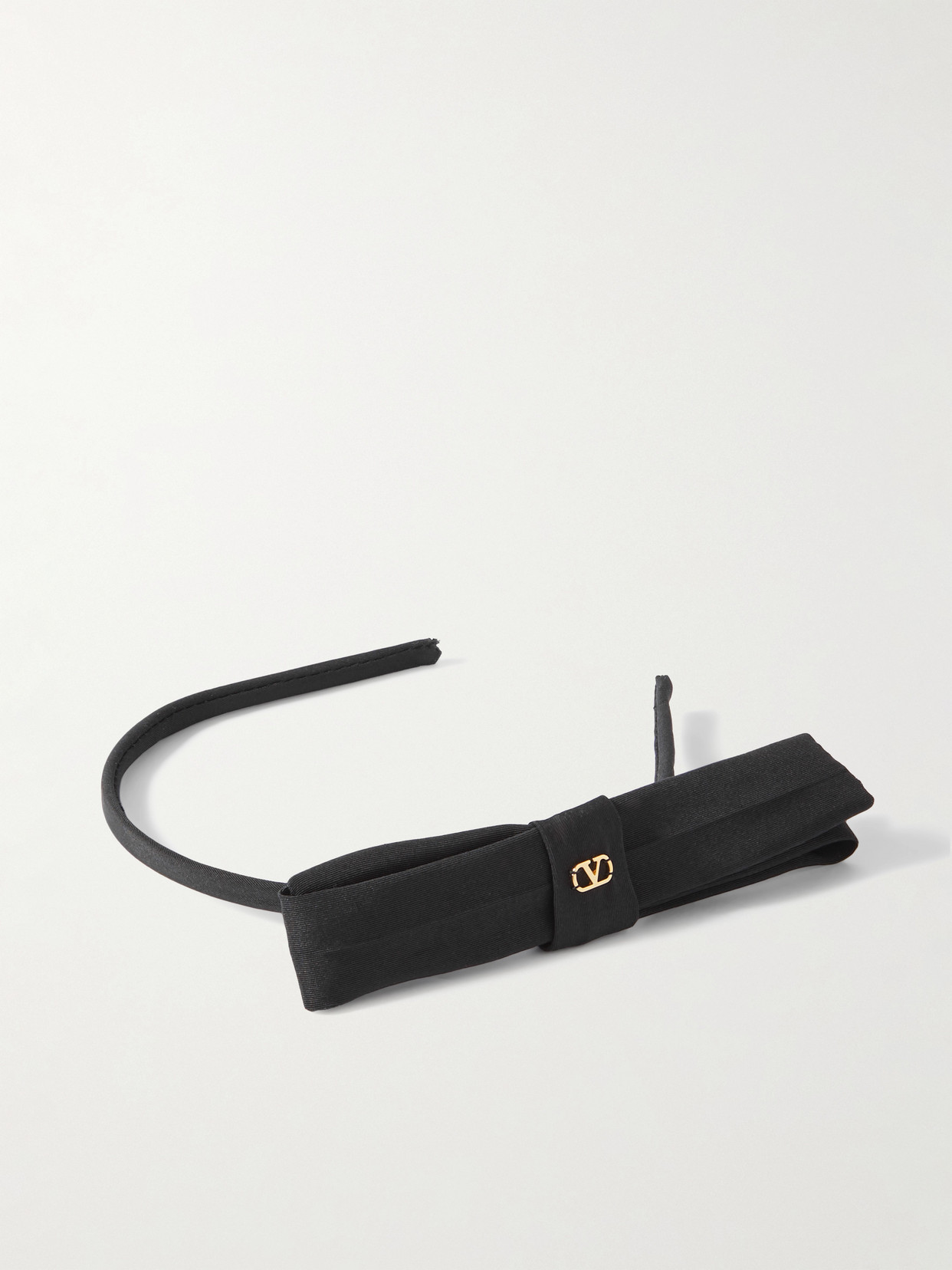 Valentino Garavani Embellished Silk-faille Headband In Black