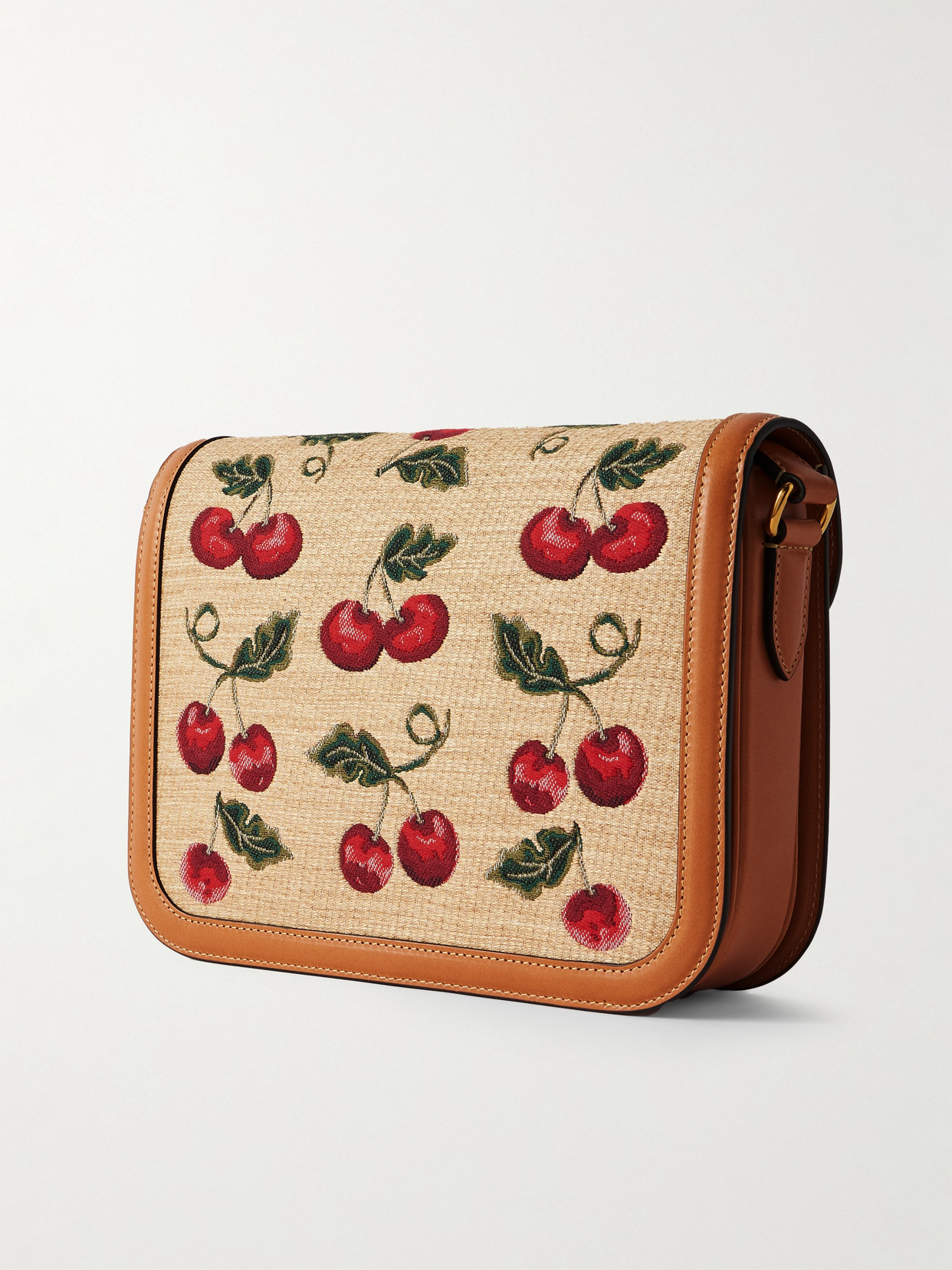 Shop Valentino 9to5 Faux Raffia-jacquard And Leather Shoulder Bag In Neutrals